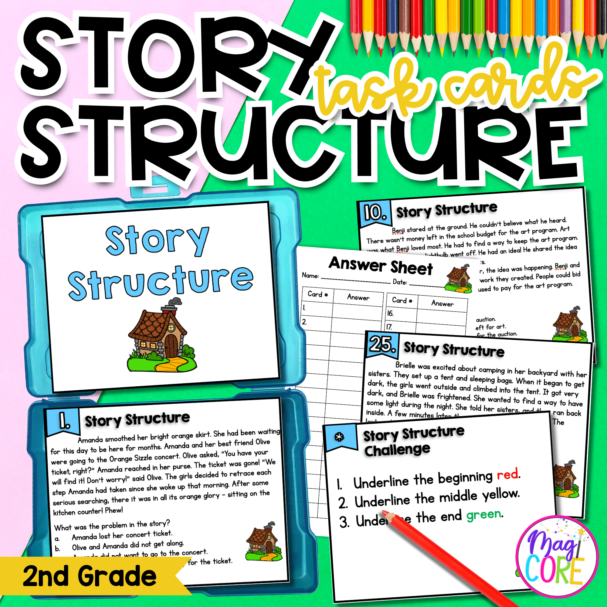 Story Structure Character Setting Plot Task Cards 2nd Grade MagiCore