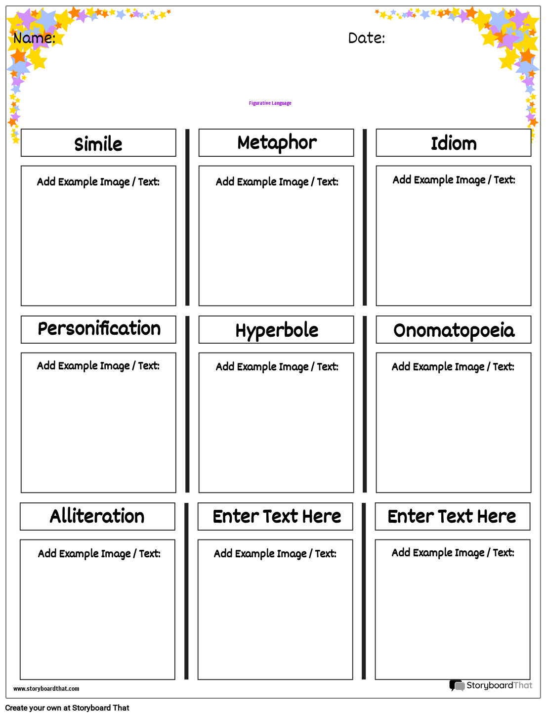 Storyboard That Free Figurative Language Worksheets