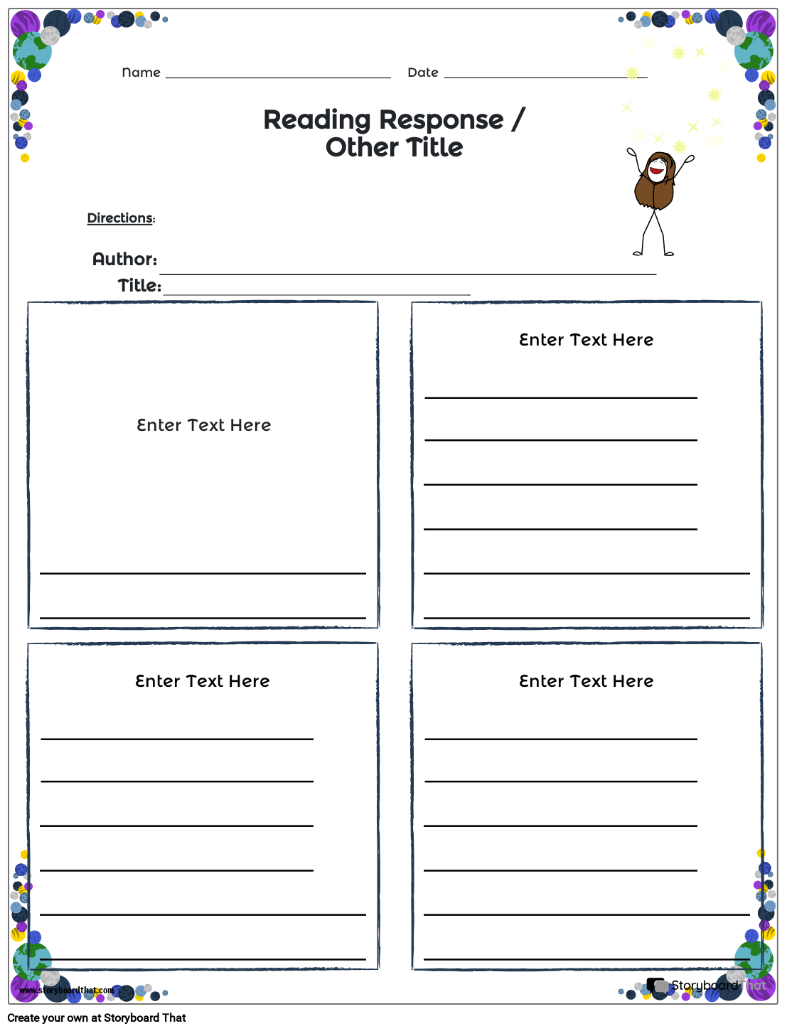 Storyboard That Reading Response Templates For Students
