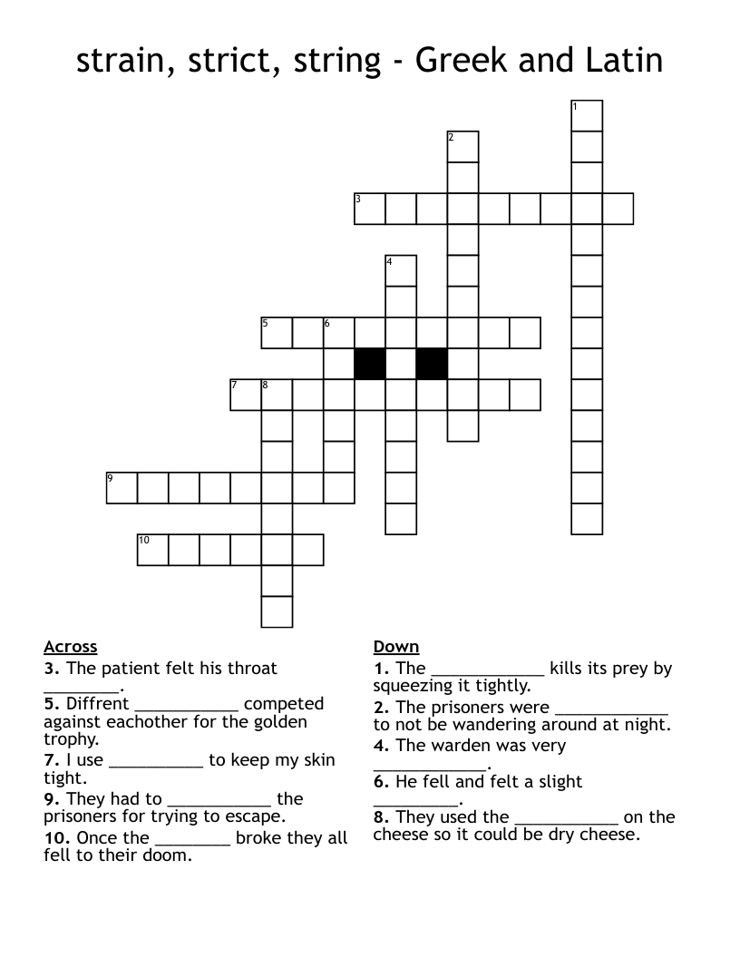 Strain Strict String Greek And Latin Crossword WordMint