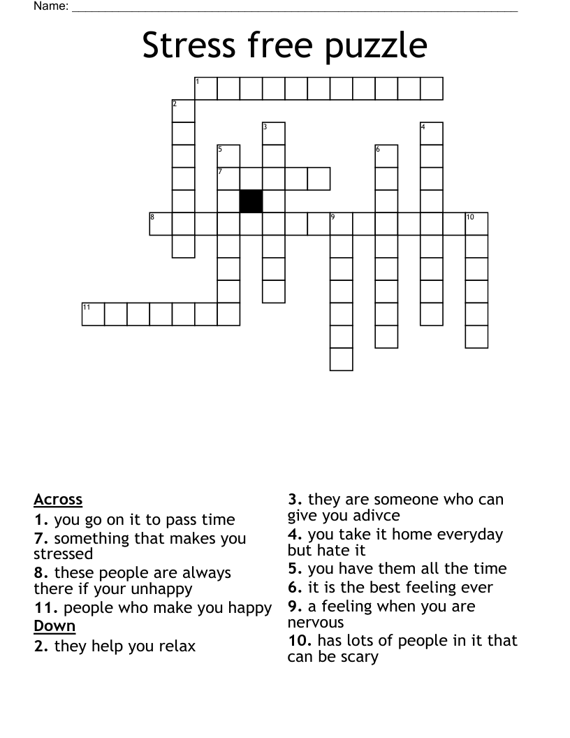 Stress Free Puzzle Crossword WordMint