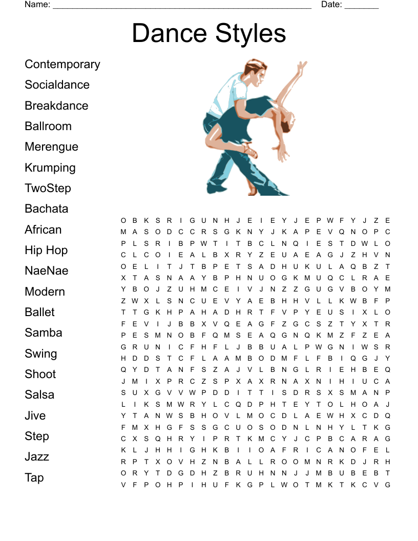 Styles Of Dance Crossword WordMint