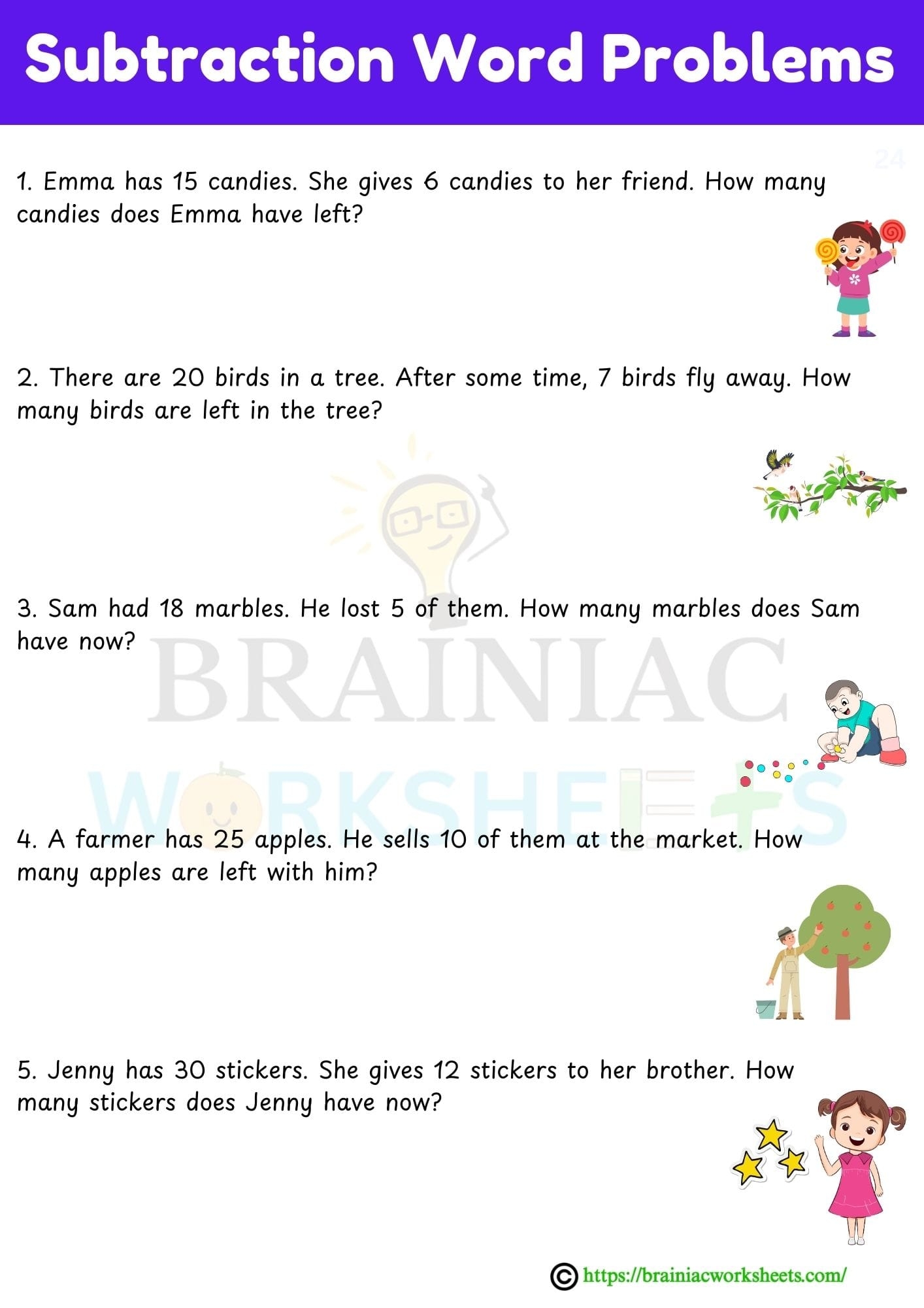 maths subtraction word problems