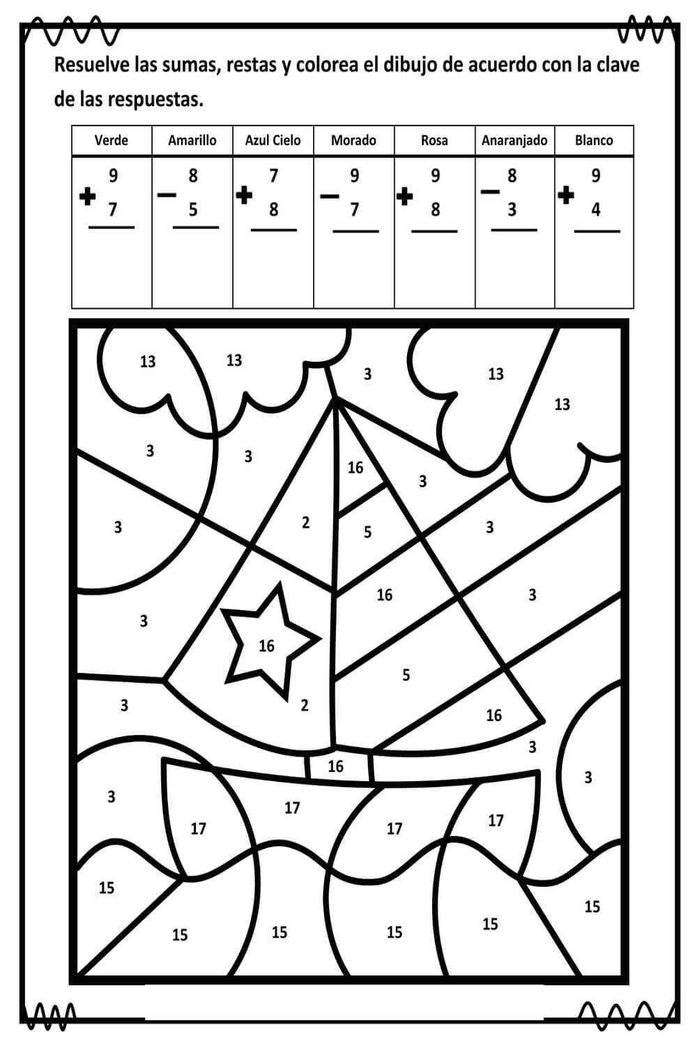 Sumas Y Restas Para Colorear