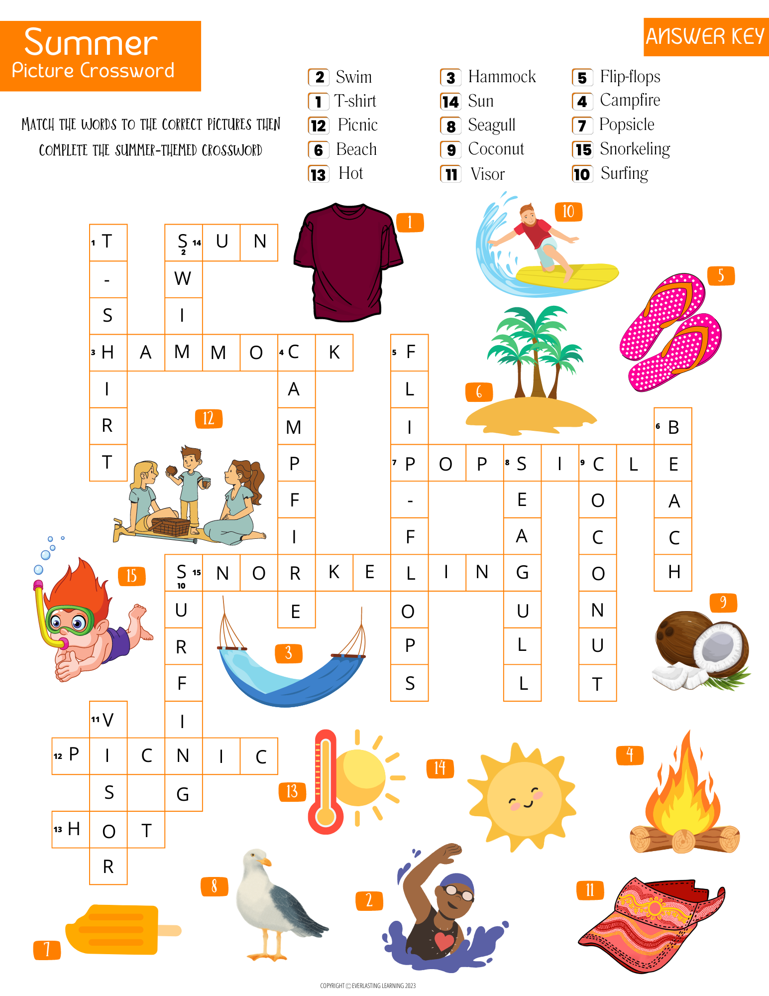 summer crossword puzzle printable
