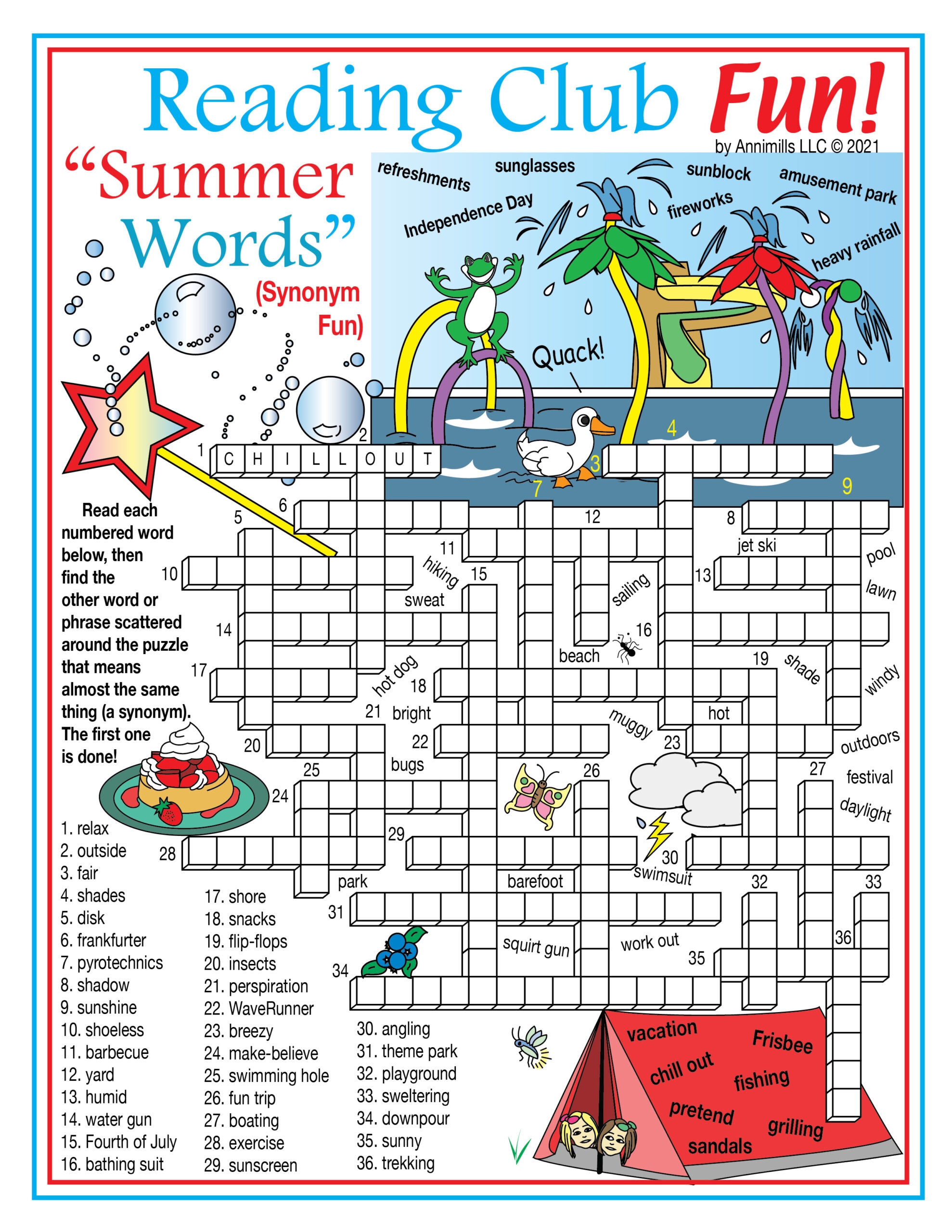 Summer Vocabulary Synonyms Crossword Puzzle Word Search Puzzle Made By Teachers