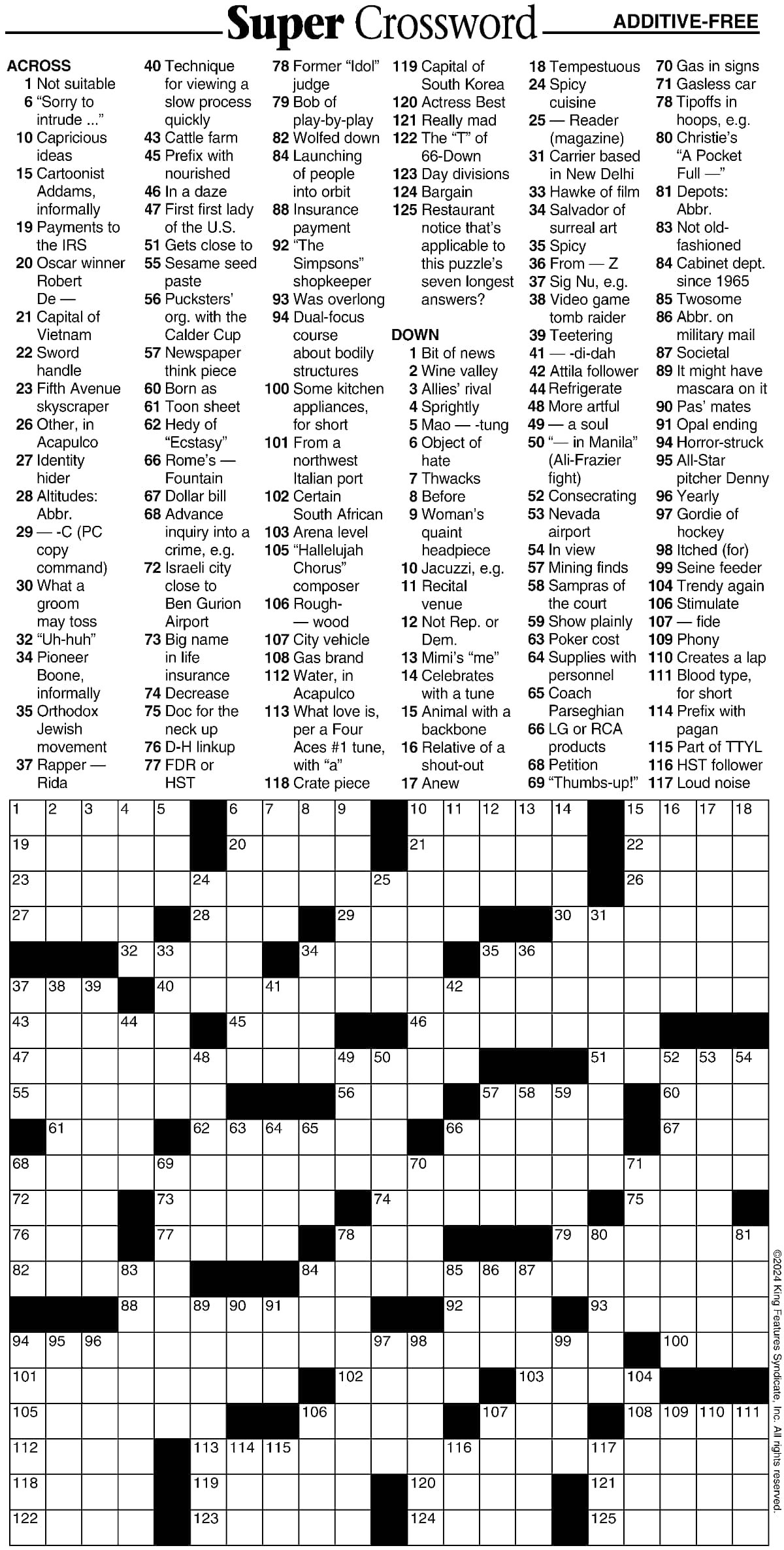Super Crossword Additive Free Your West Central Voice