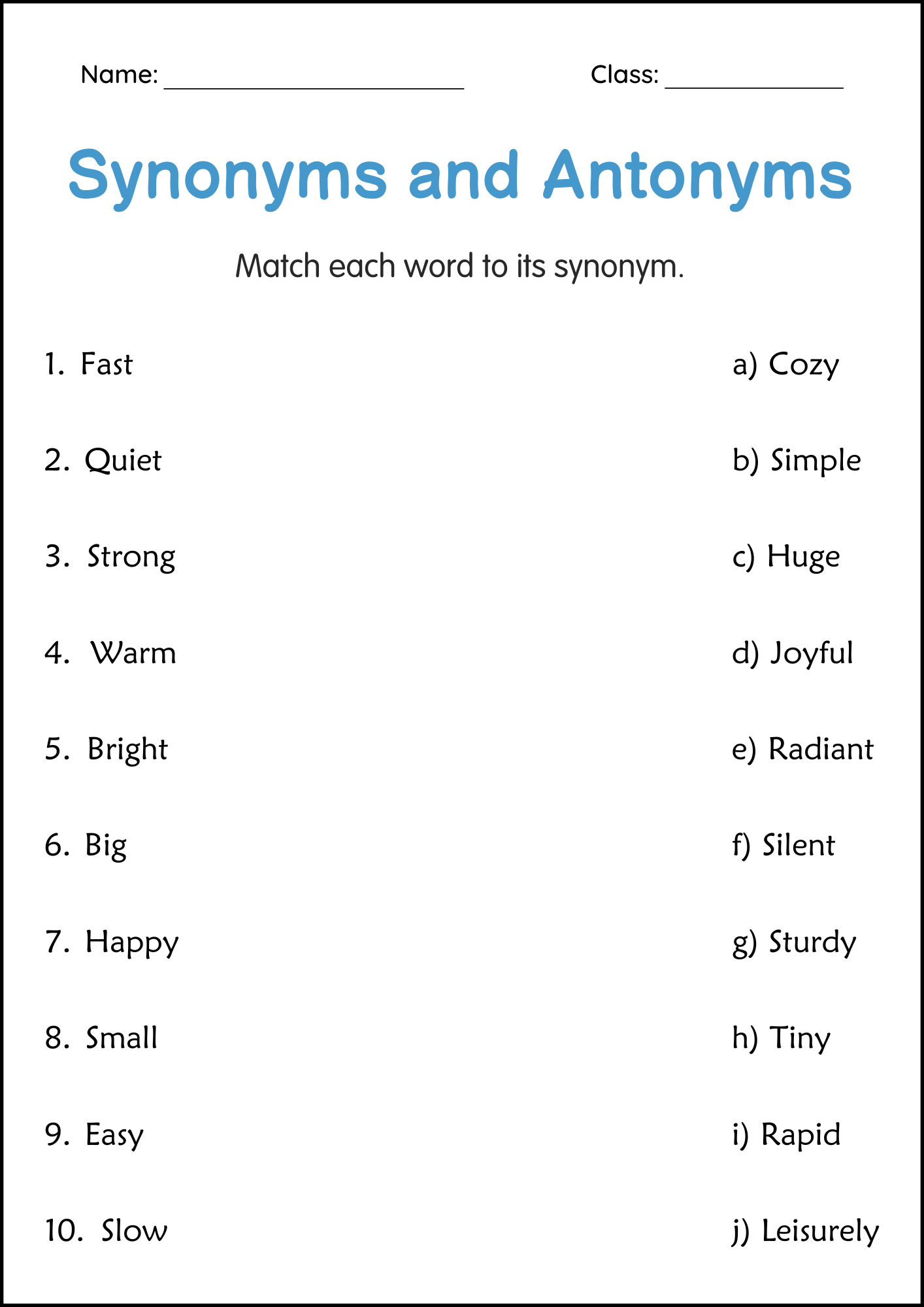 Synonyms And Antonyms Grammar Worksheet For Grade 2 Made By Teachers