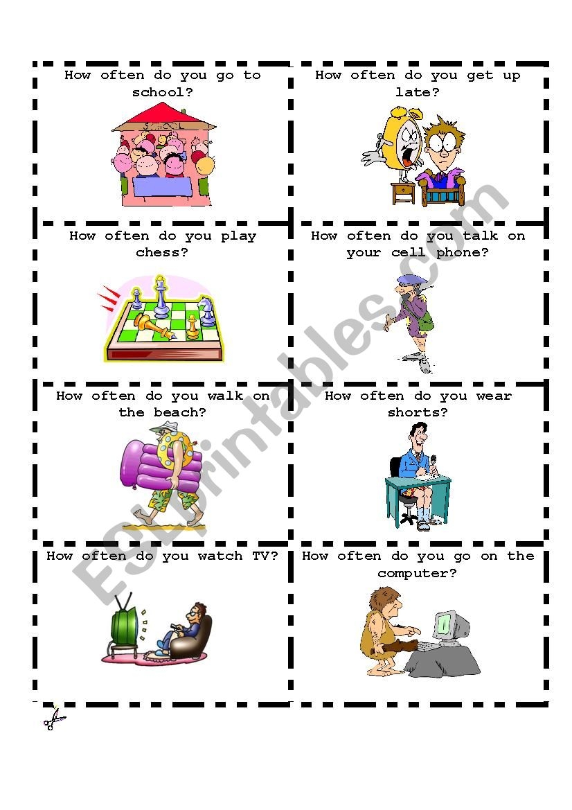 Talking Cards How Often Do You 1 Of 3 ESL Worksheet By Emers121