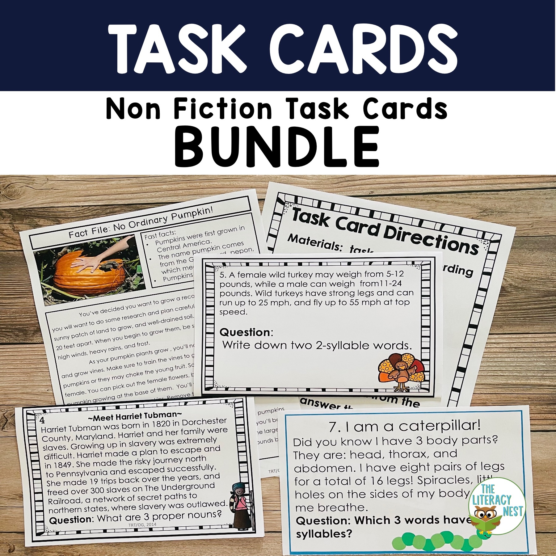 Task Cards Non Fiction Reading Informational Bundle The Literacy Nest
