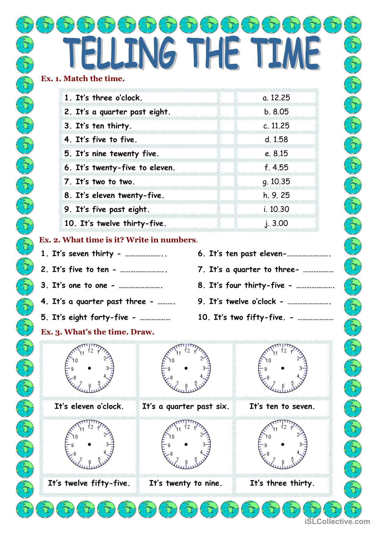 Telling Time Worksheet Learn To Read Clocks