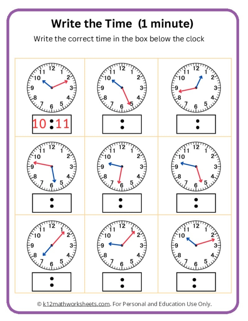Telling Time Worksheets