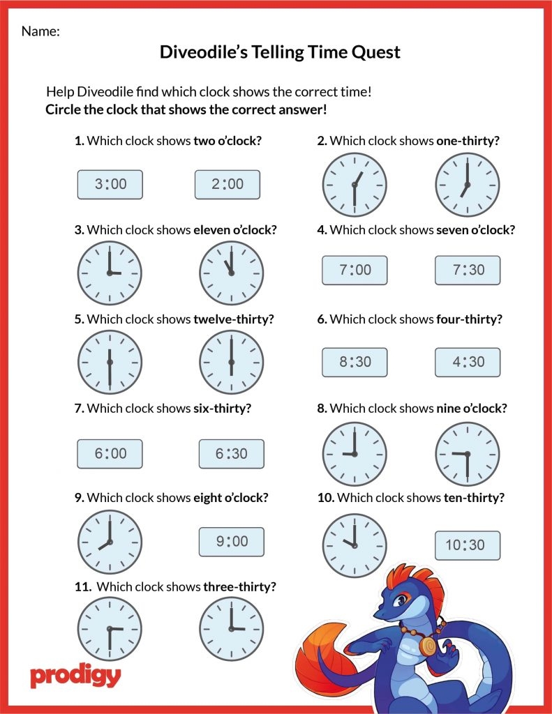 free telling time worksheets