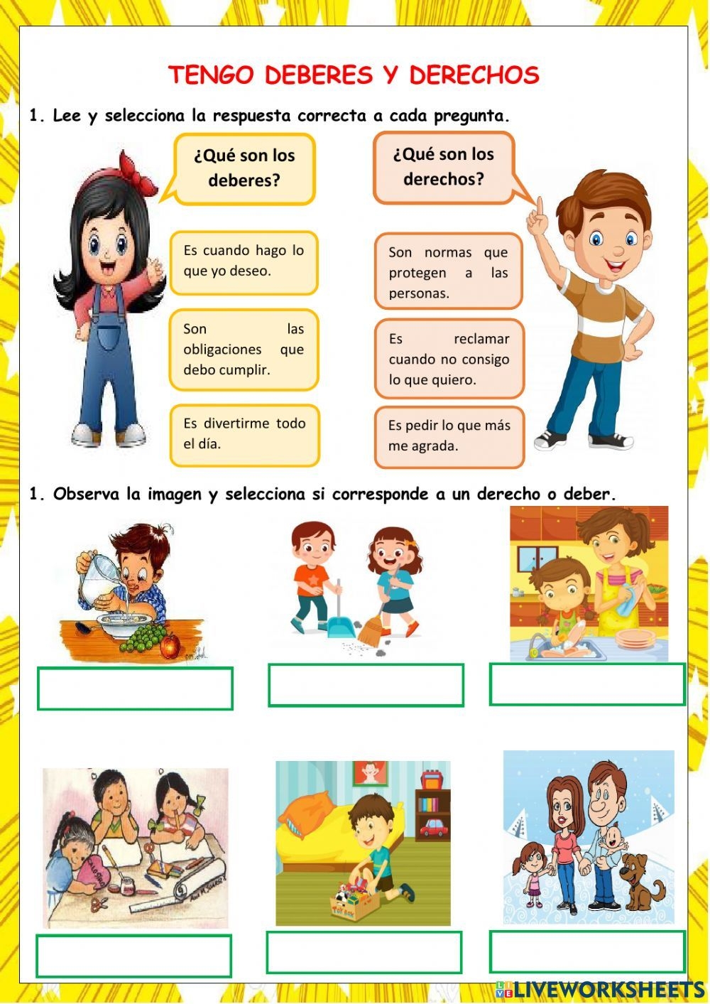Tengo Deberes Y Derechos Worksheet