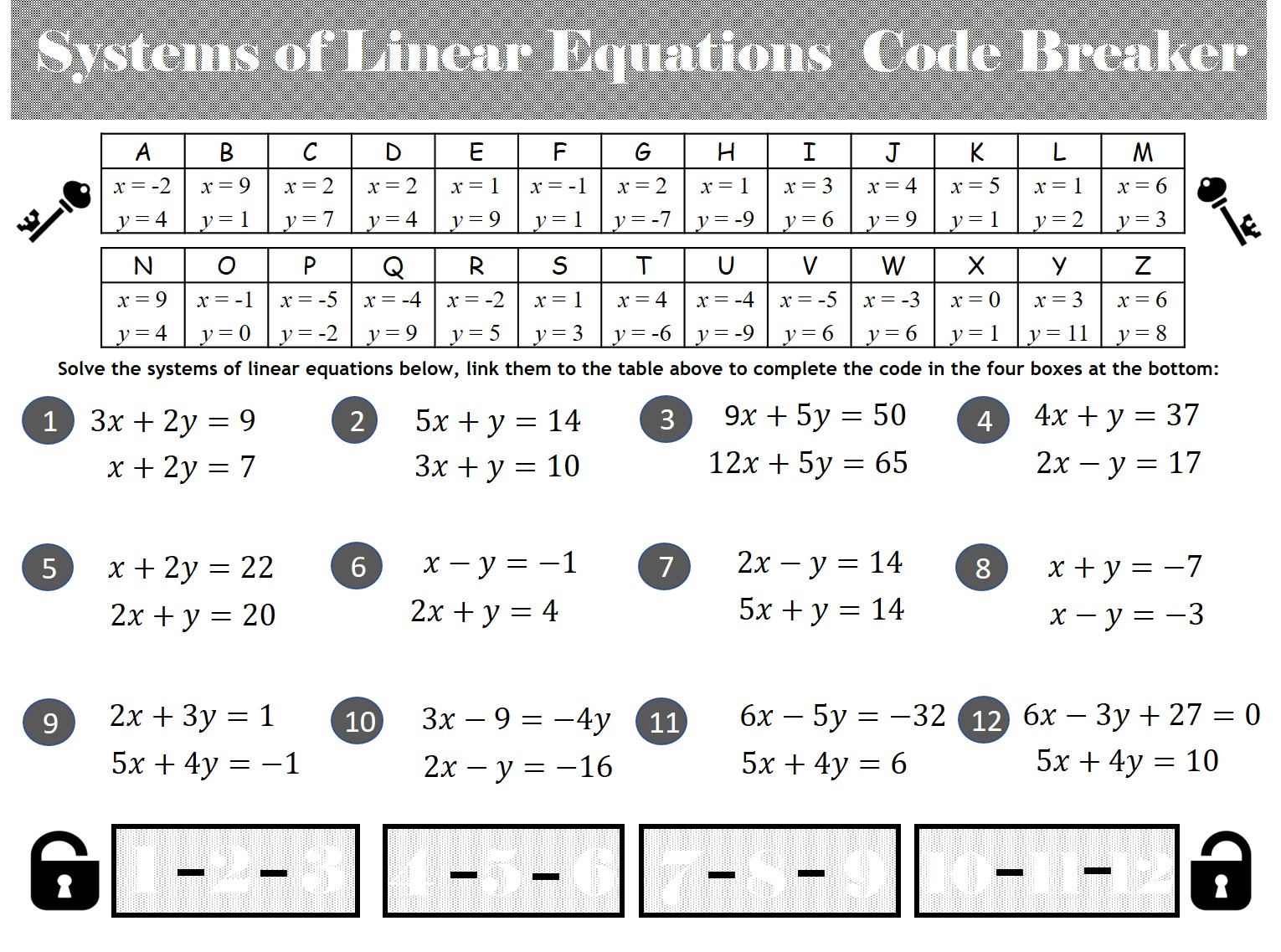 TenTors Math Teacher Resources Solving Systems Of Linear Equations Worksheet