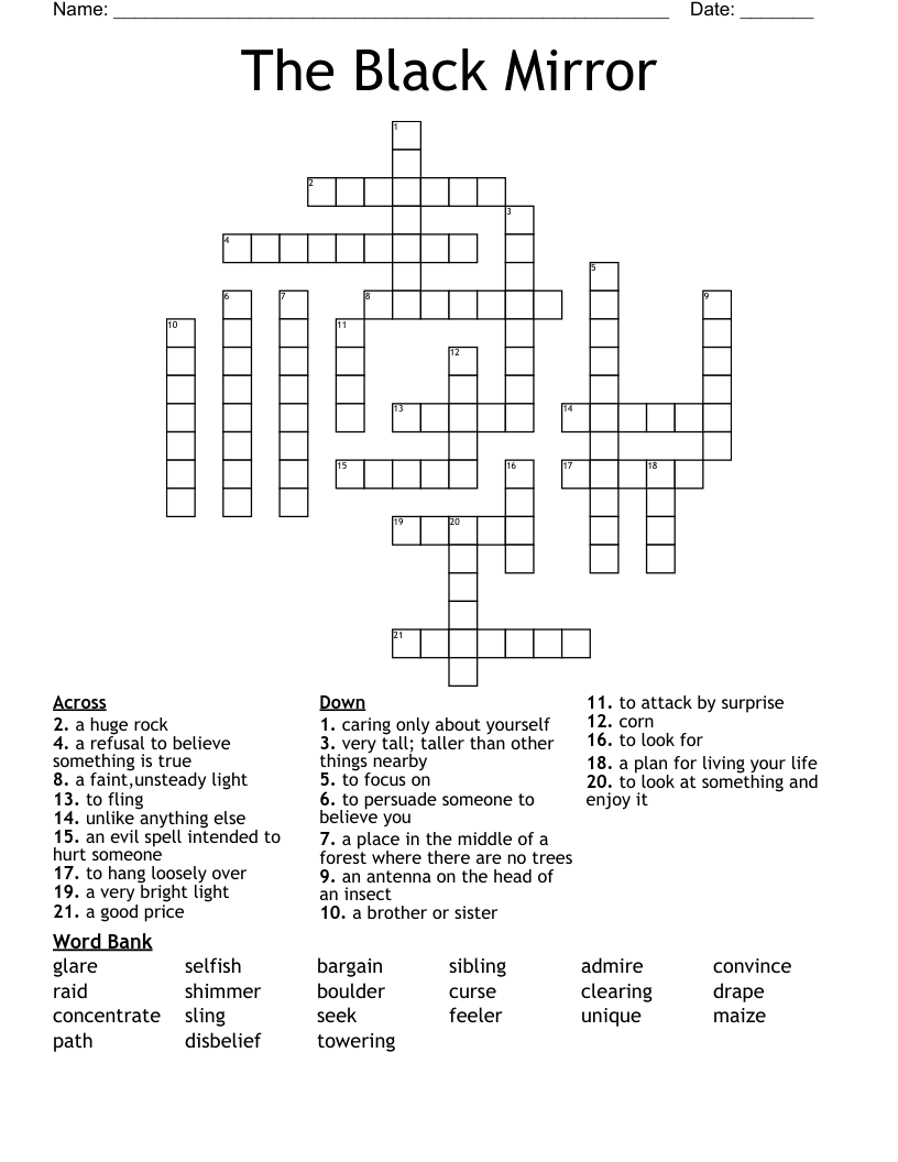 The Black Mirror Crossword WordMint