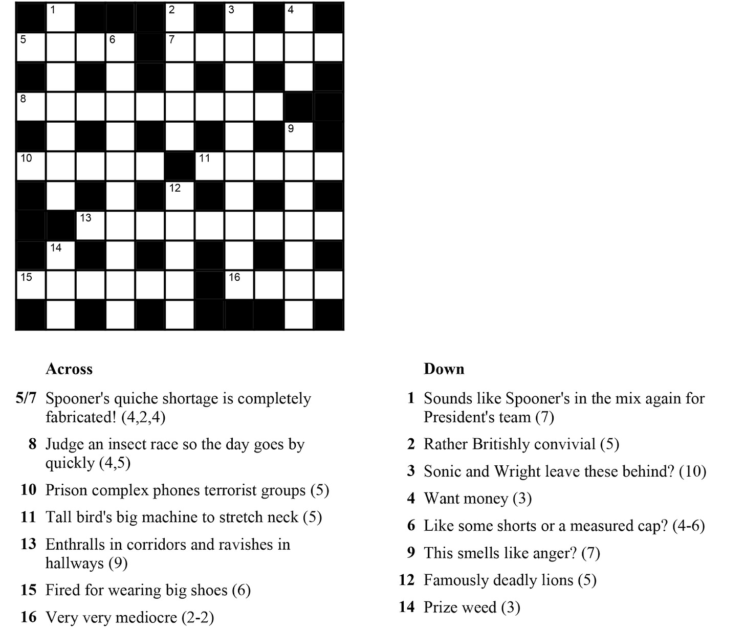 very funny crossword puzzle clue