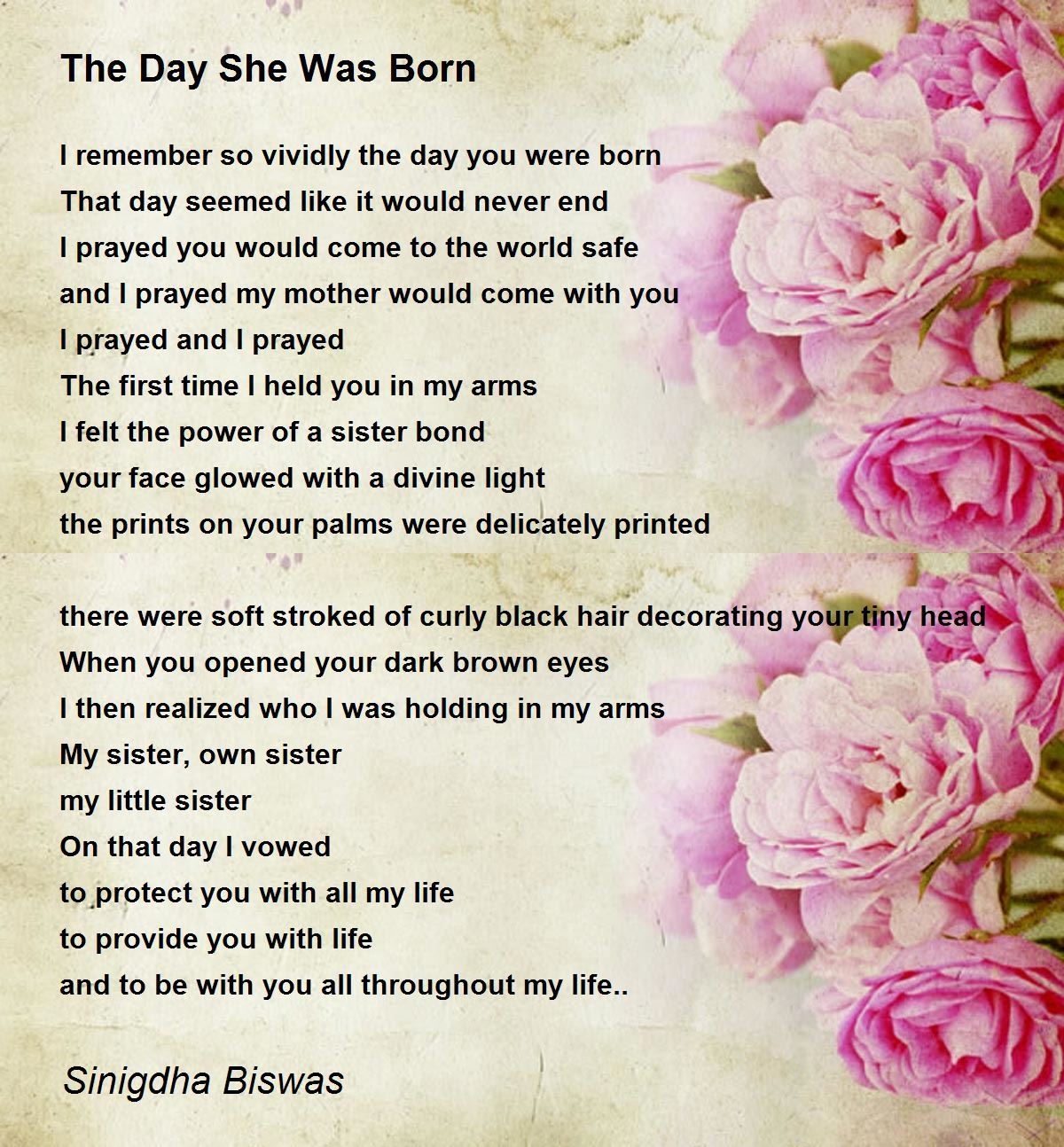 The Day She Was Born The Day She Was Born Poem By Sinigdha Biswas