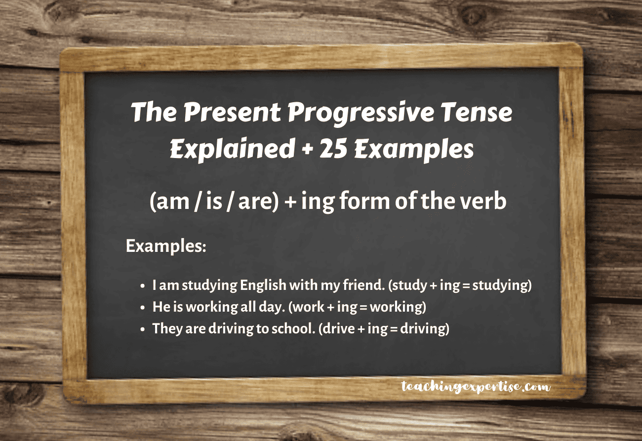 The Present Progressive Tense Explained 25 Examples Teaching Expertise