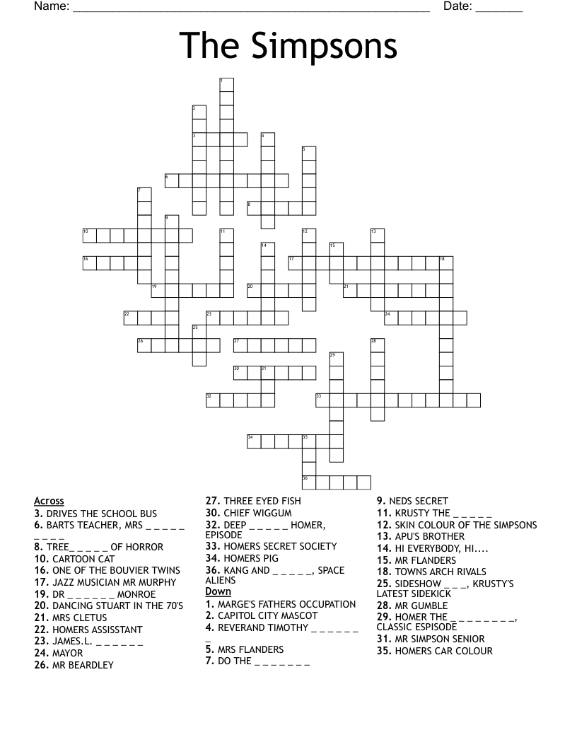 The Simpsons Crossword WordMint