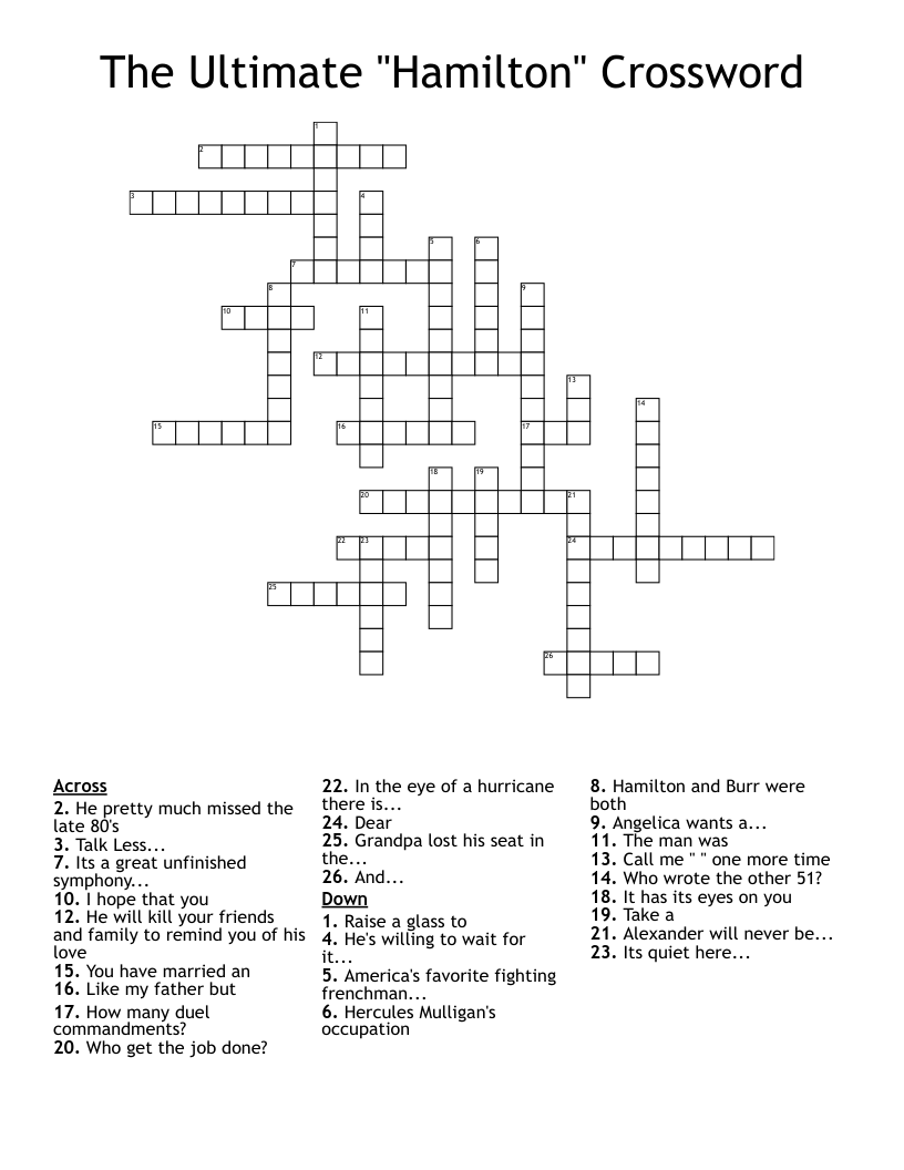 The Ultimate Hamilton Crossword WordMint