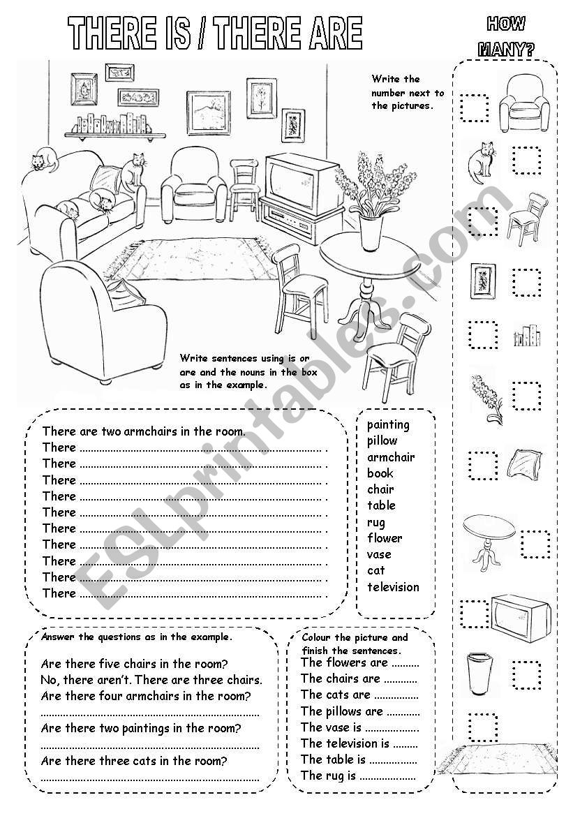 THERE IS THERE ARE ESL Worksheet By Kamilam