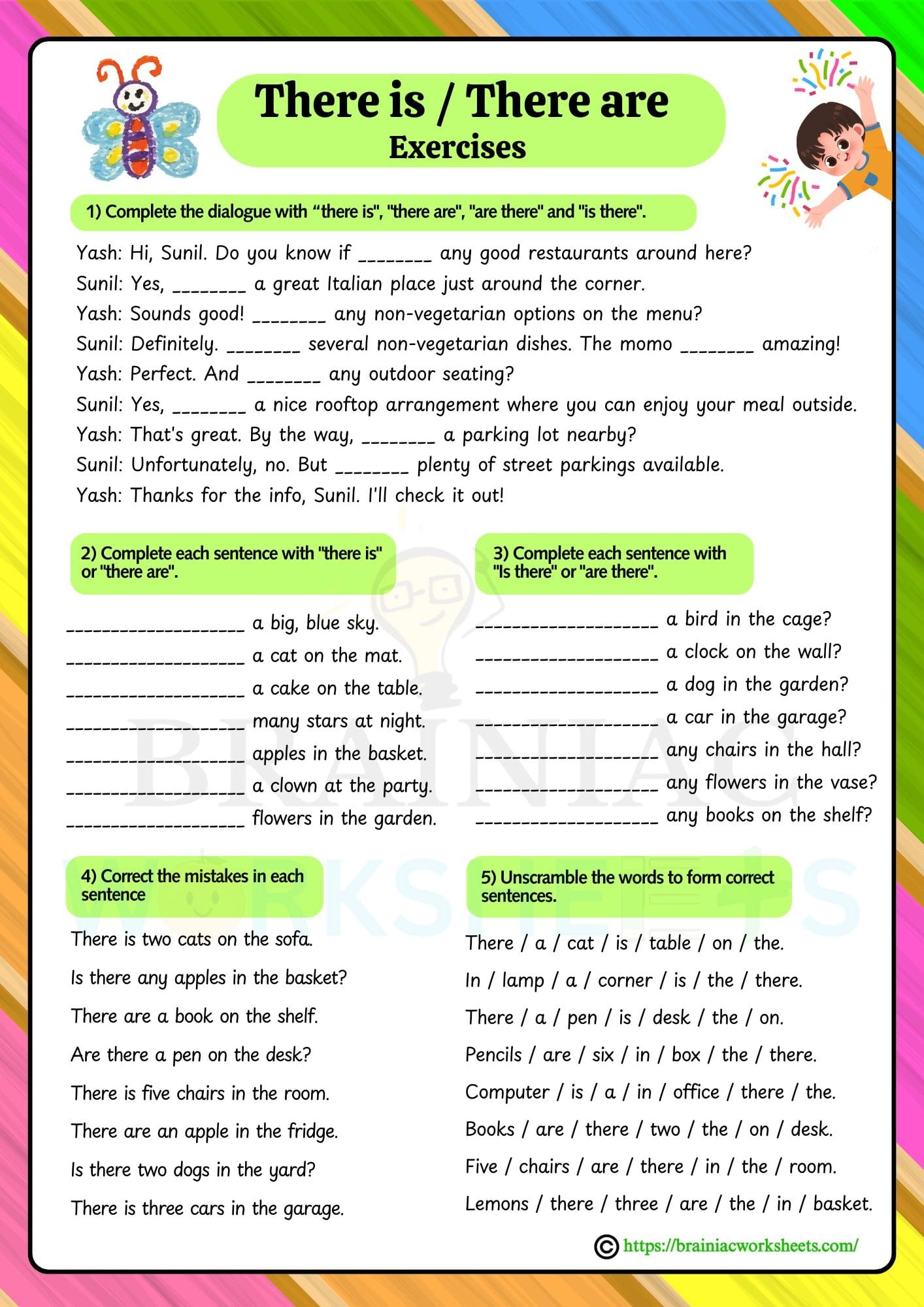 There Is There Are Exercise English Worksheet For Class 2 Brainiac Worksheets