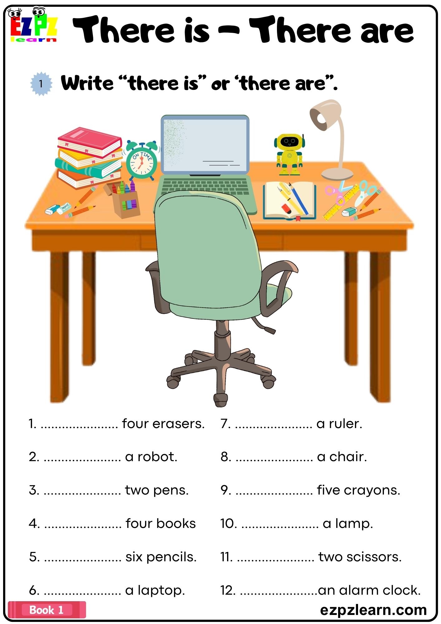 There Is There Are Look At The Image And Then Complete The Sentences Grammar Worksheet Pdf Ezpzlearn