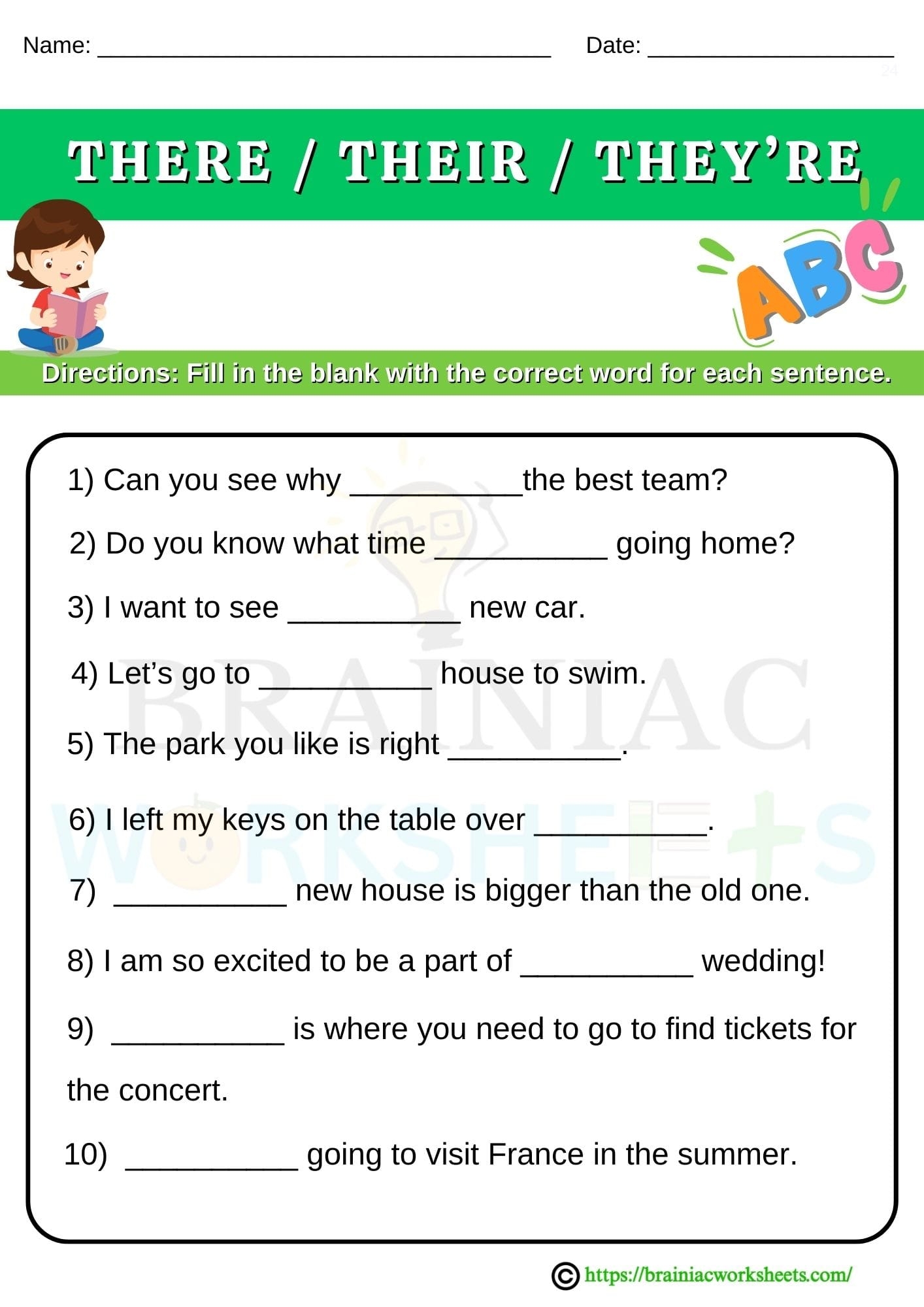 There Their They re Grammar English Worksheet For Class 1 Brainiac Worksheets