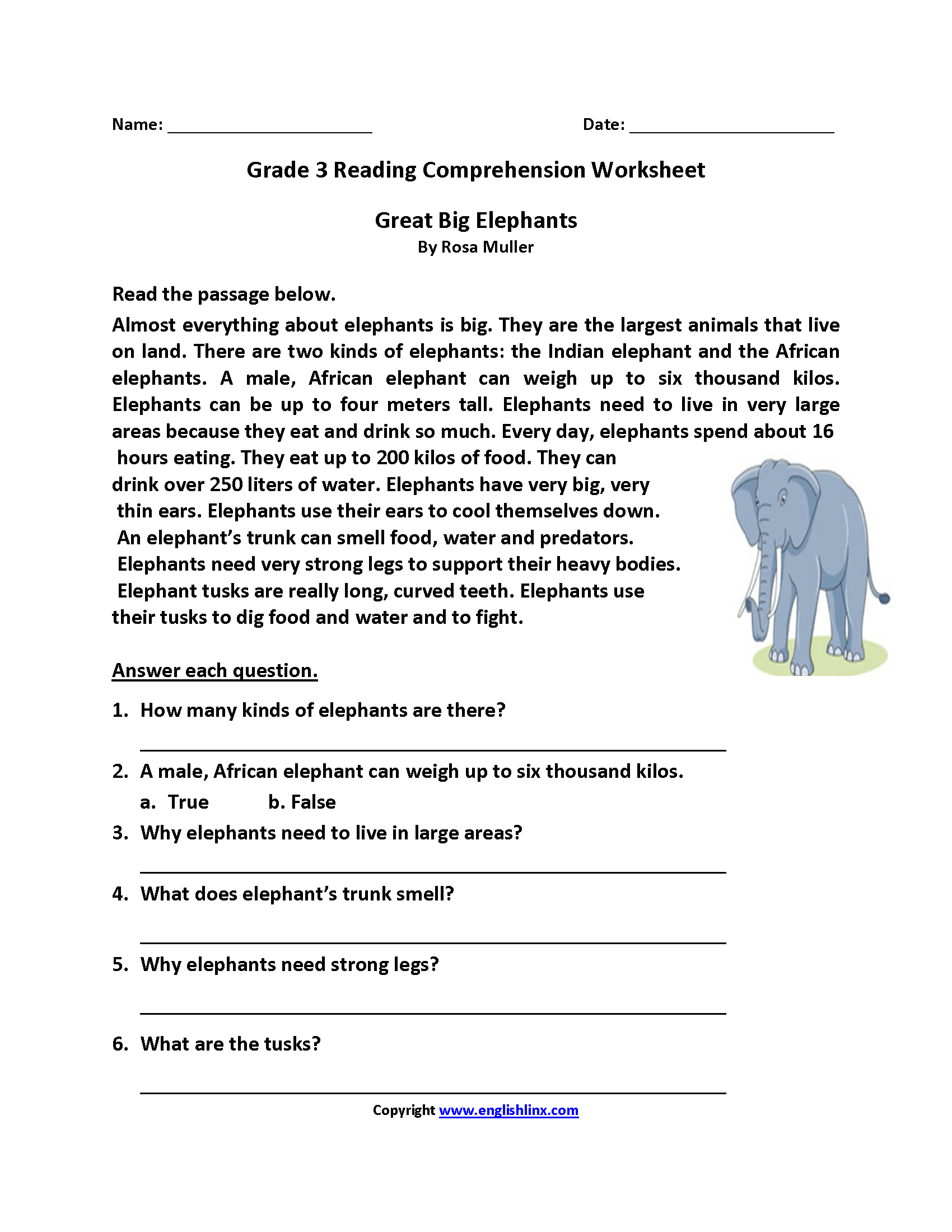 third grade english worksheets