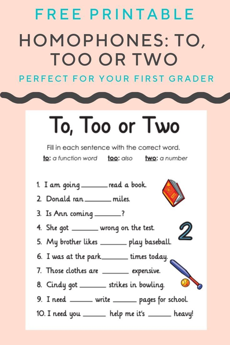 To Too Or Two Worksheet Education