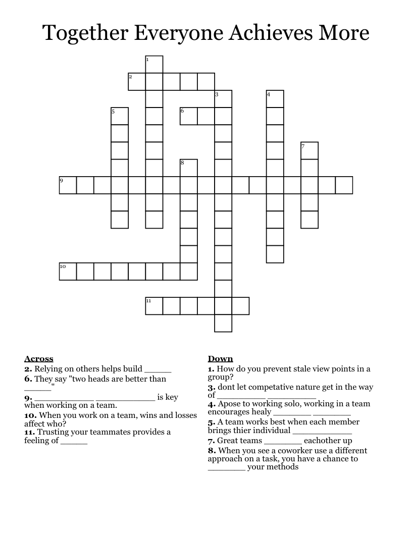 Together Everyone Achieves More Crossword WordMint Together Everyone Achieves More Crossword WordMint