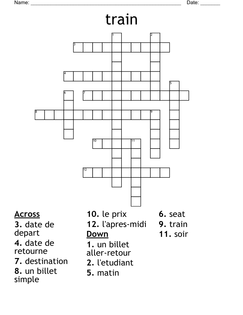 Train Crossword WordMint