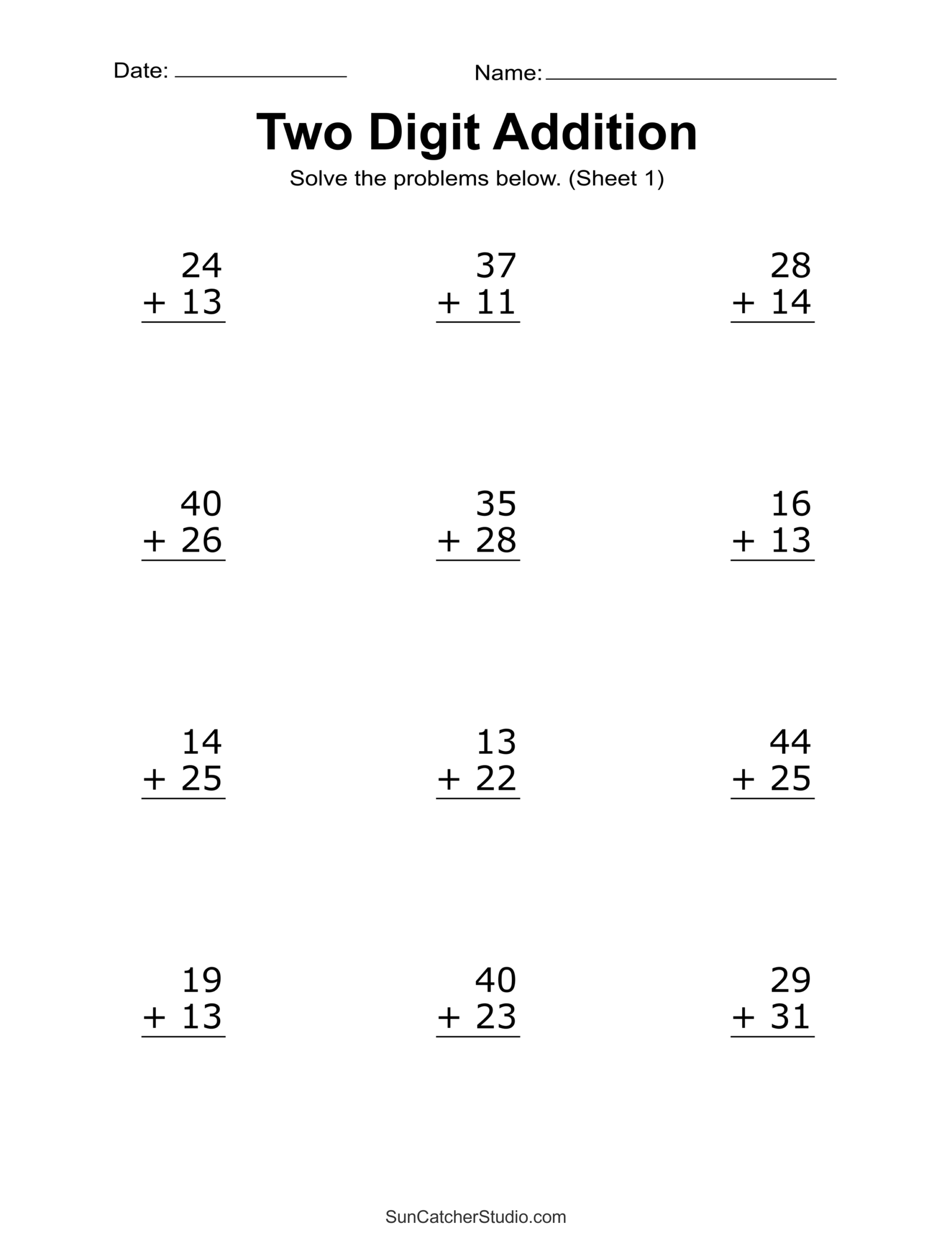 addition problems for 1st graders
