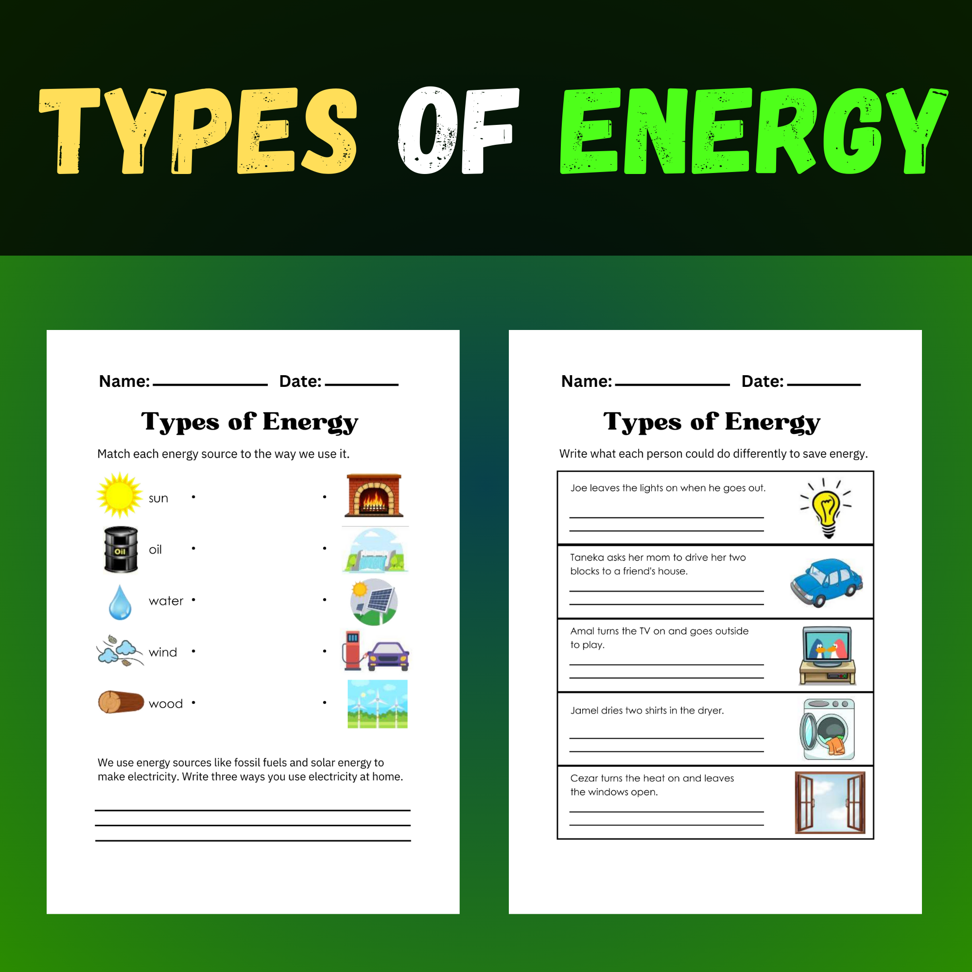 Types Of Energy Worksheets Made By Teachers