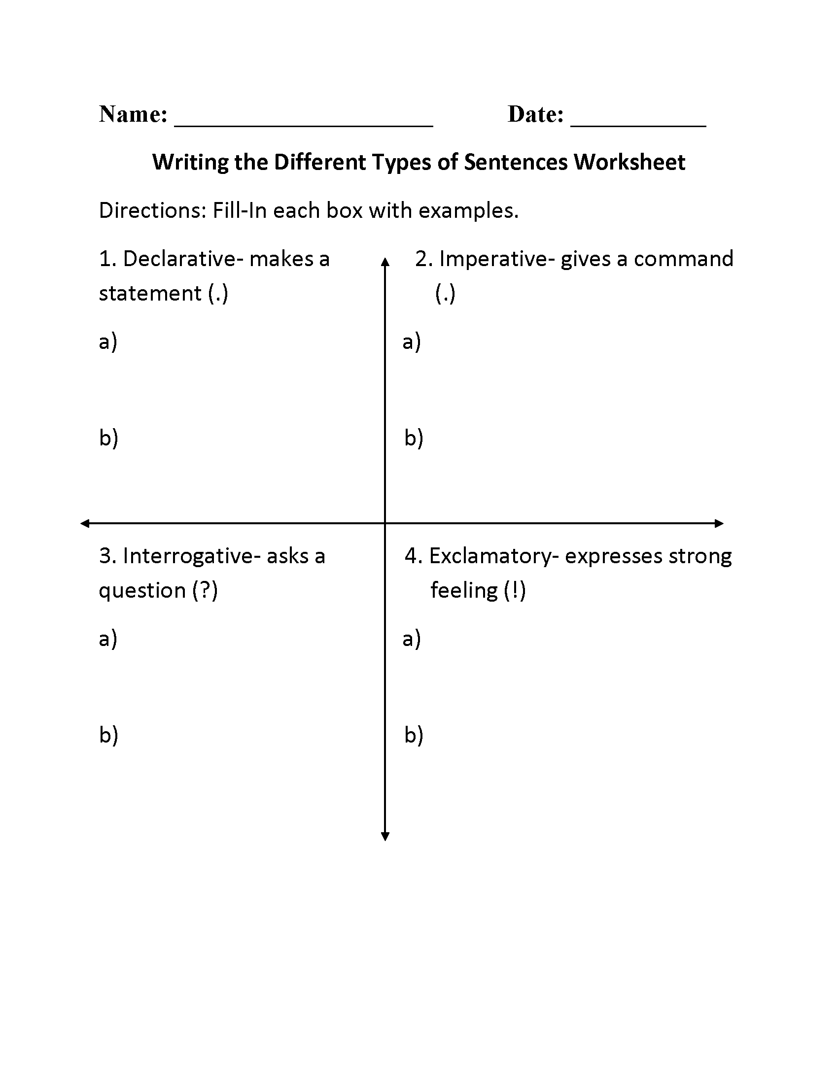 types of sentences worksheet