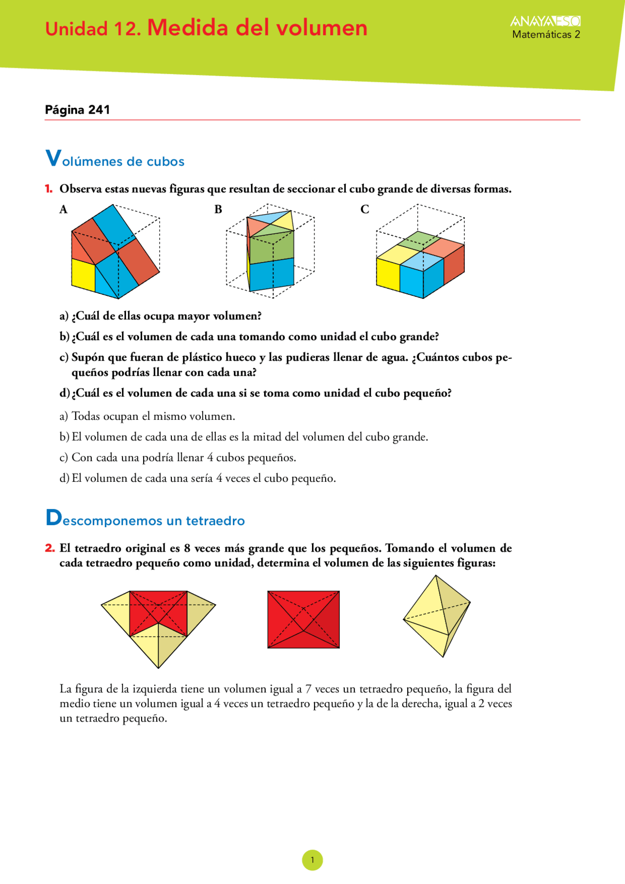 Unidad 12 Medida Del Volumen Ejercicios Y Problemas Para ESO Matem ticas 2 Ejercicios De Matem ticas Docsity