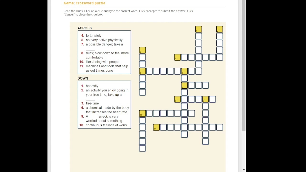 Unit 10 Game Crossword Puzzle YouTube