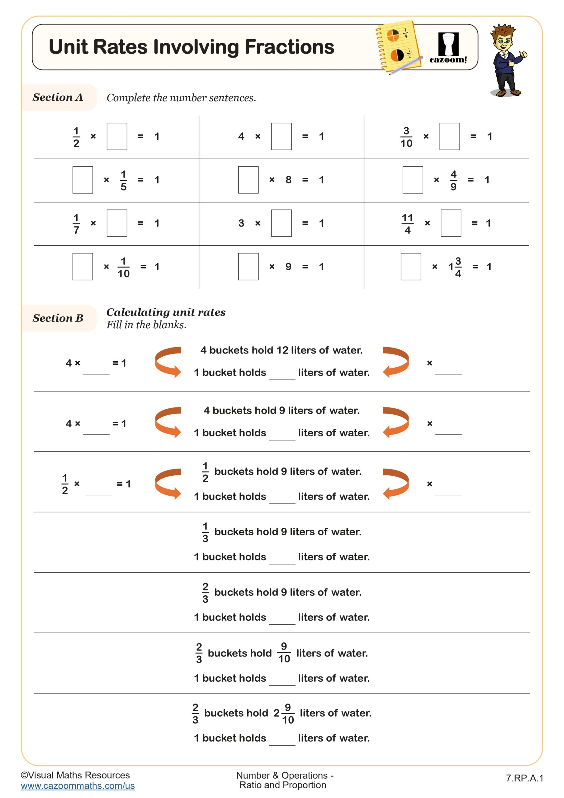 Unit Rates Involving Fractions Worksheet Fun And Engaging 7th Grade Math I Number Worksheet Cazoom Math