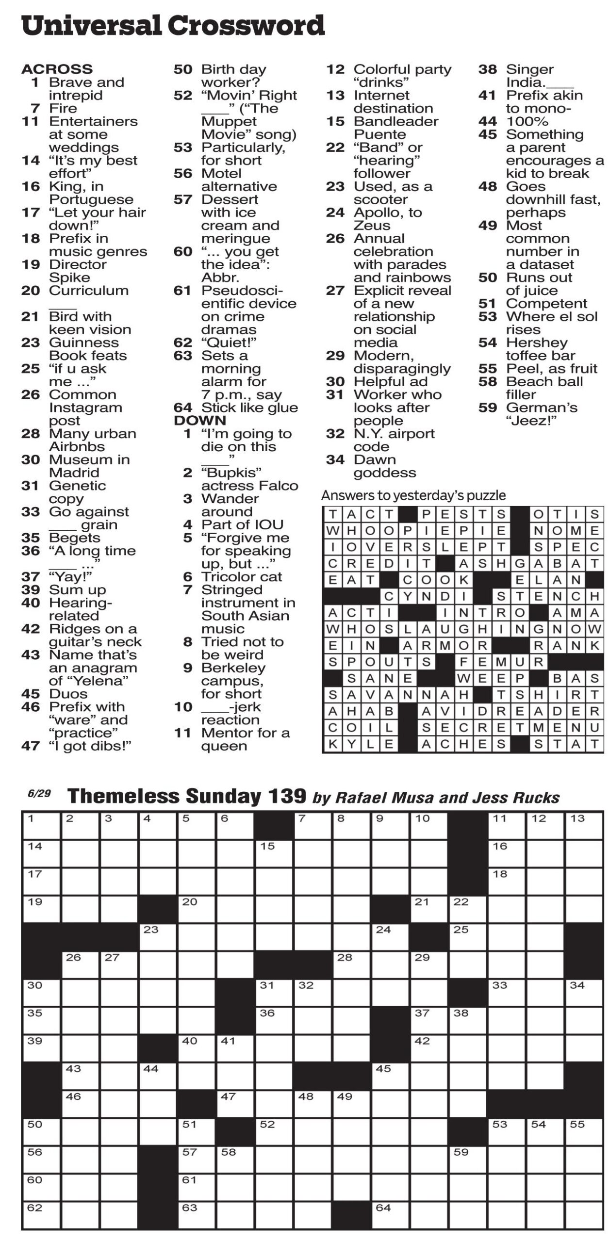 Universal Crossword Puzzles Universal Crossword Puzzles