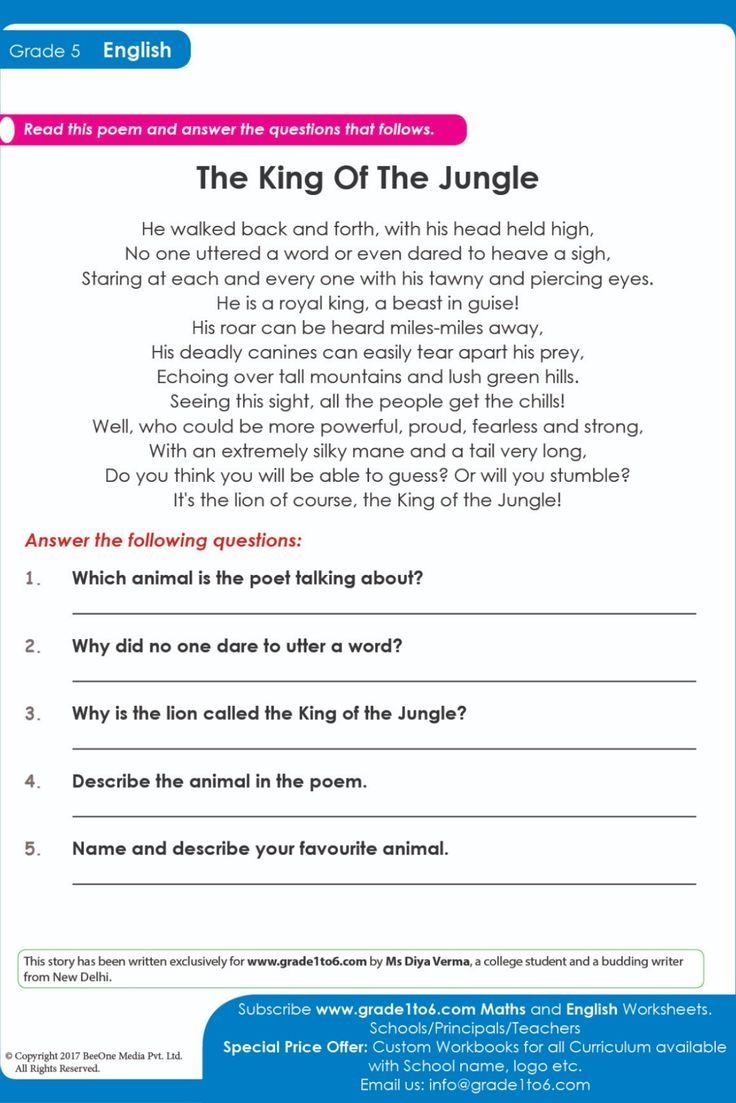 Unseen Passage For Class 5 And 6 