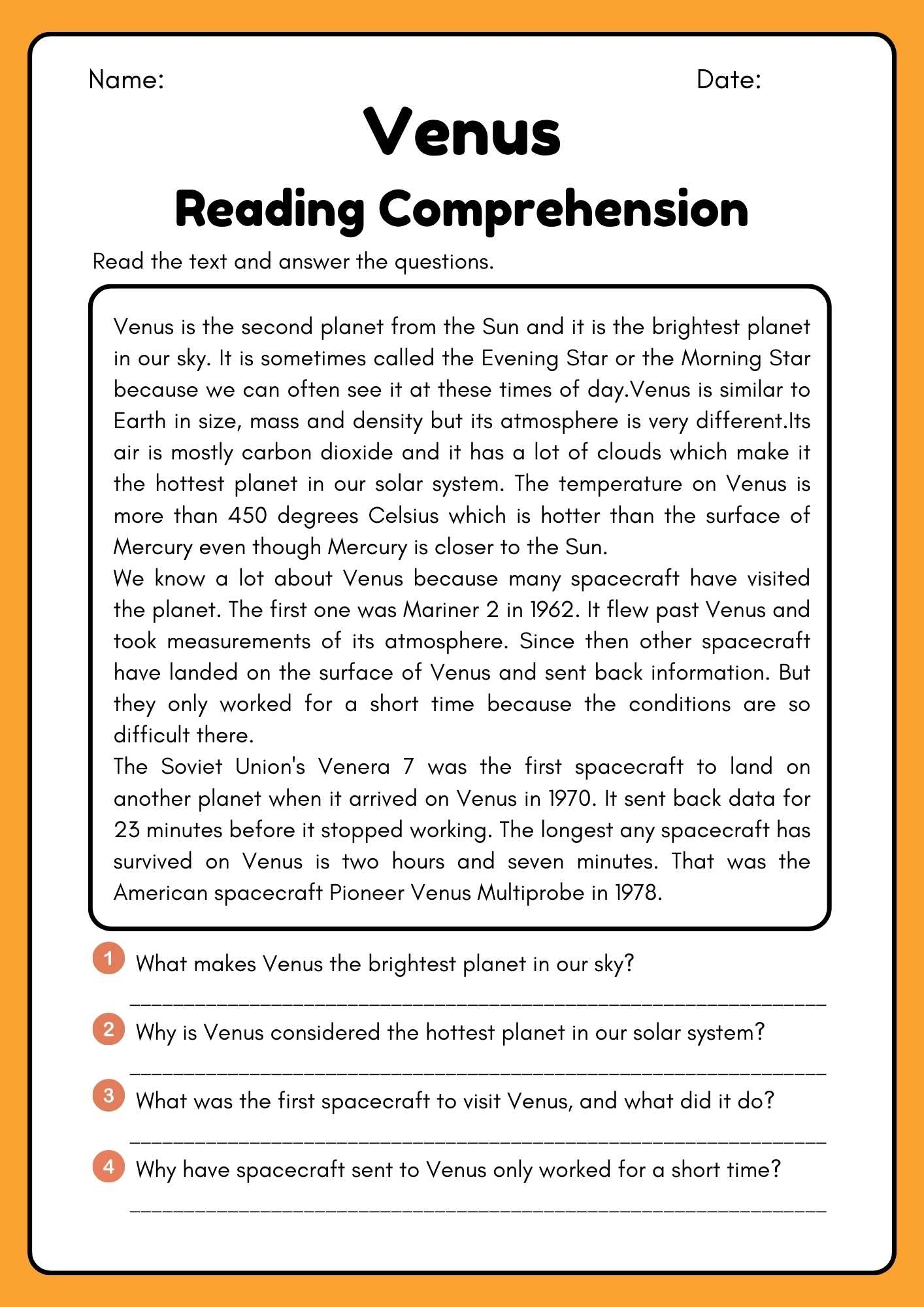 reading comprehension for class 5