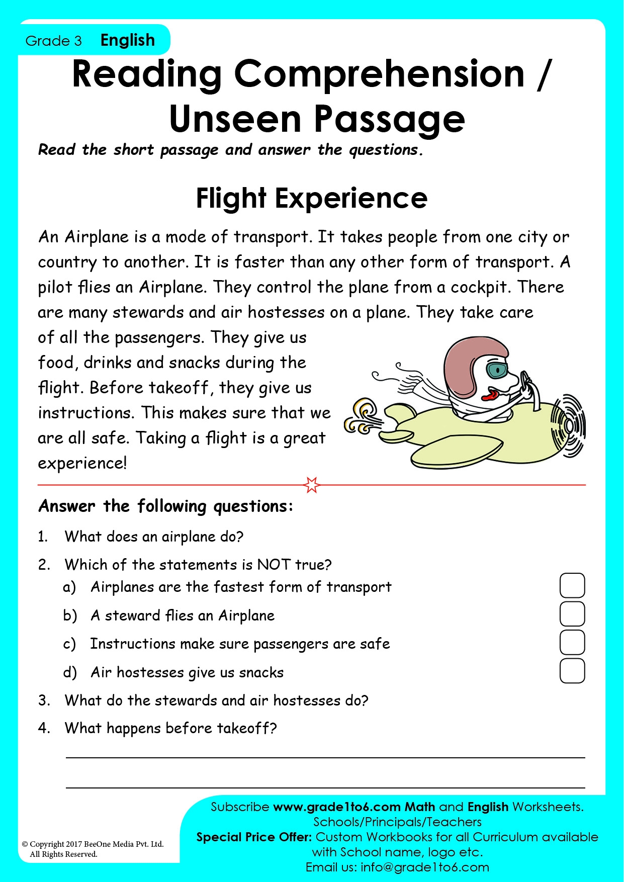 Unseen Passage Grade 3 Grade1to6