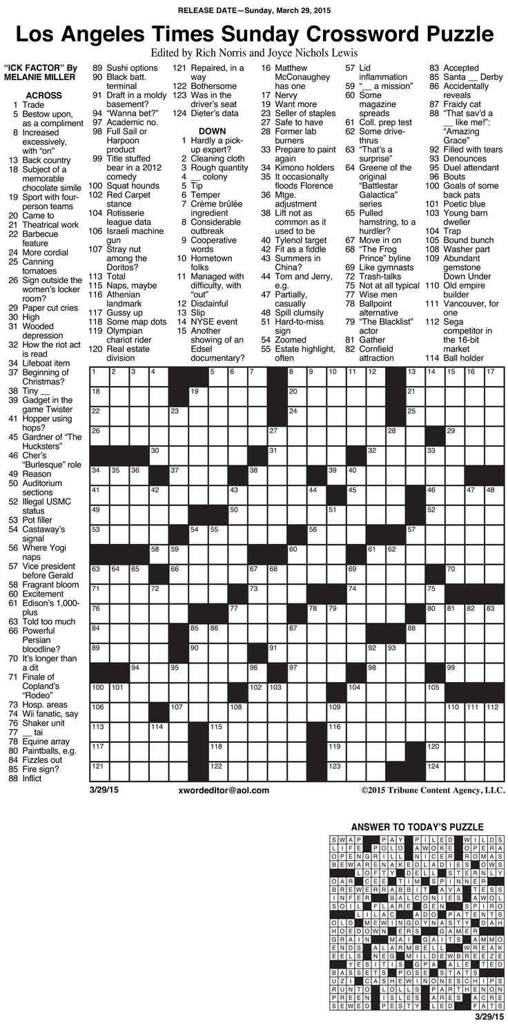 Usa Today Printable Crossword Puzzles 2015 Printable Crossword Puzzles