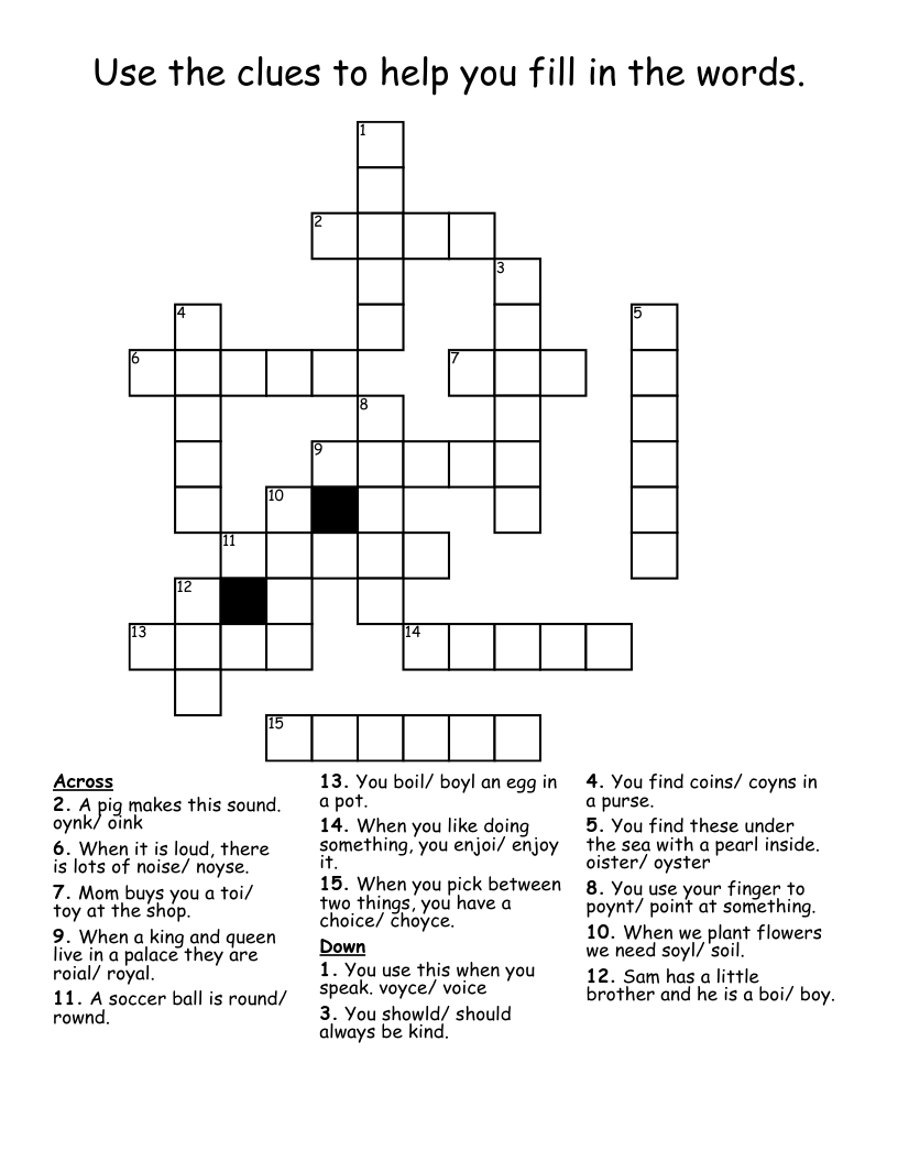 Use The Clues To Help You Fill In The Words Crossword WordMint