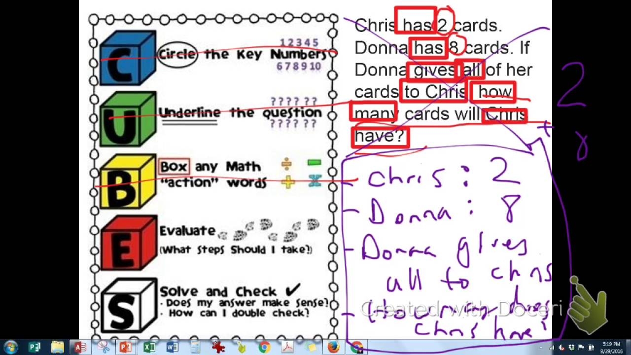 Using CUBES To Solve Word Problems YouTube