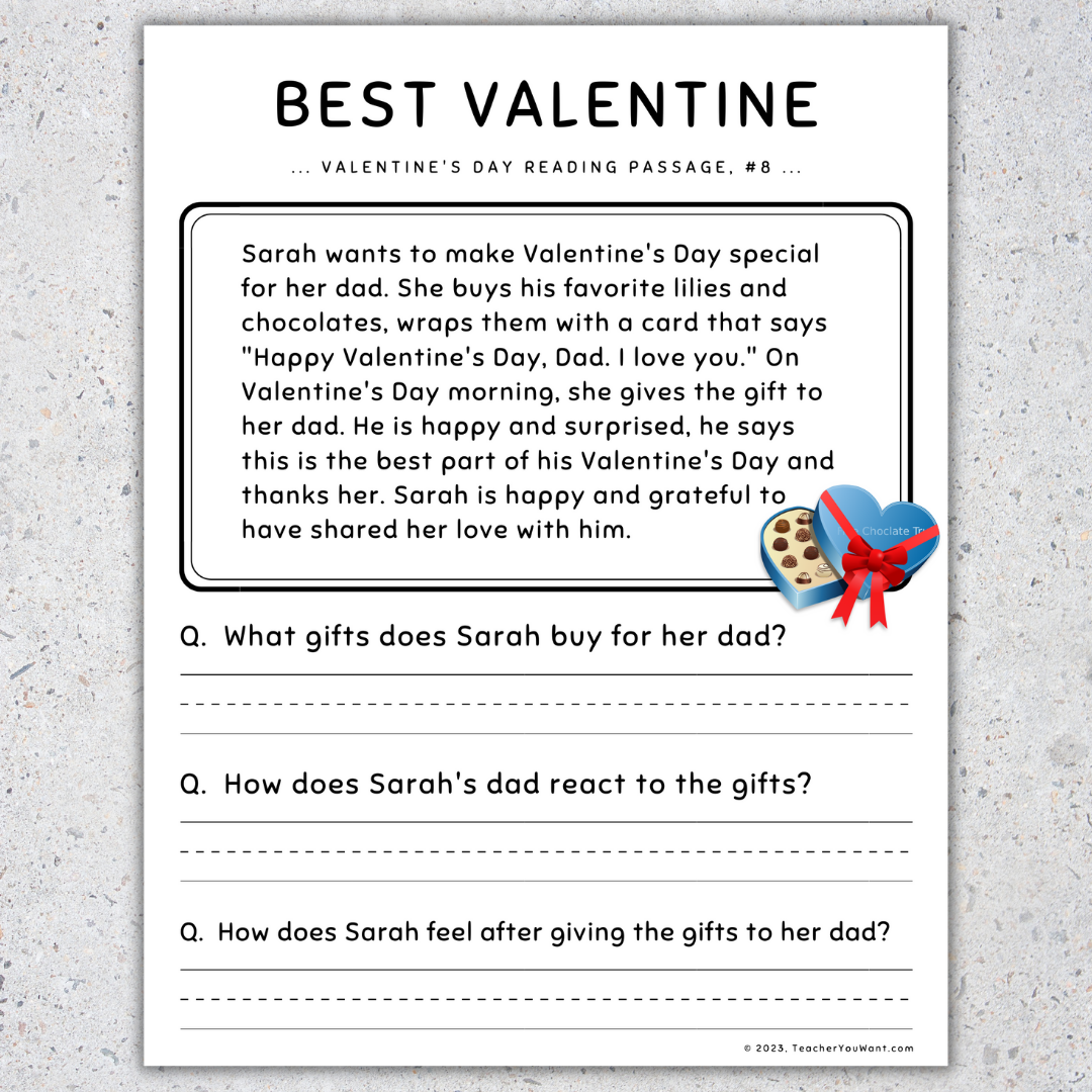 Valentine s Day Reading Comprehension Reading Activities Worksheets Made By Teachers