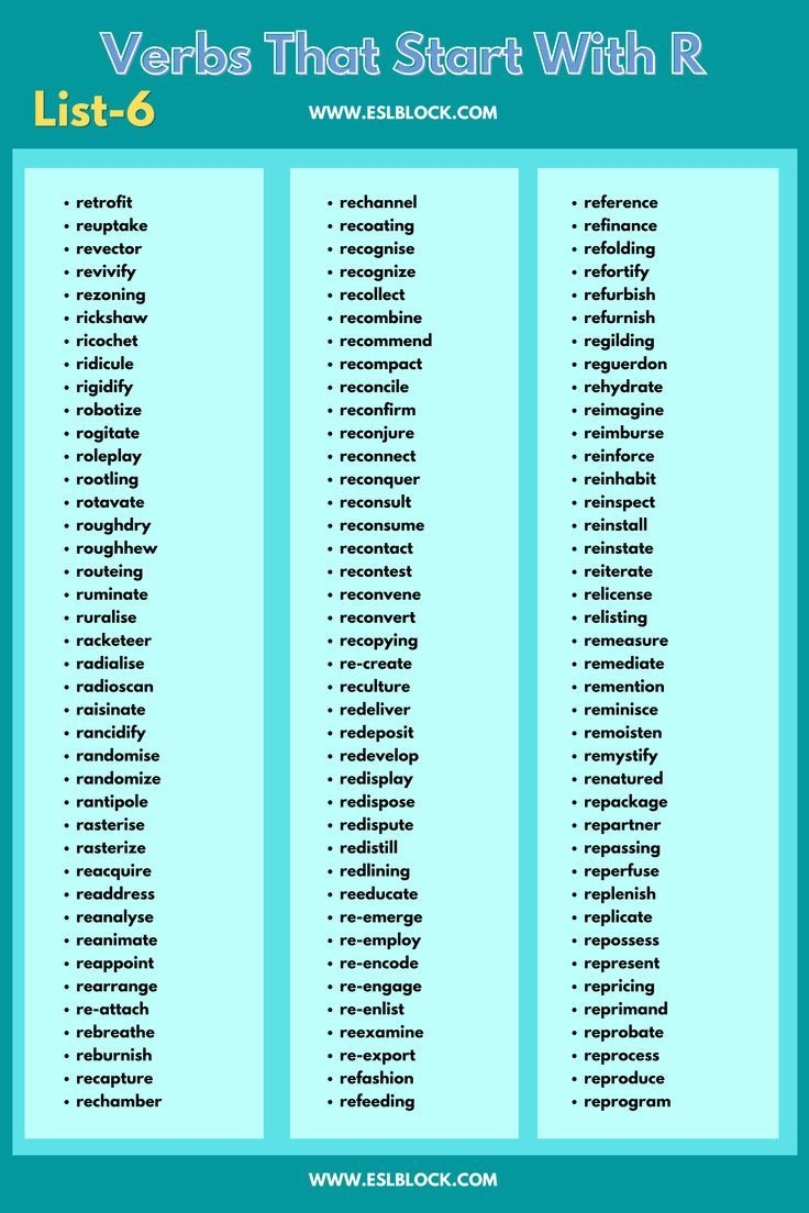 Verbs That Start With R