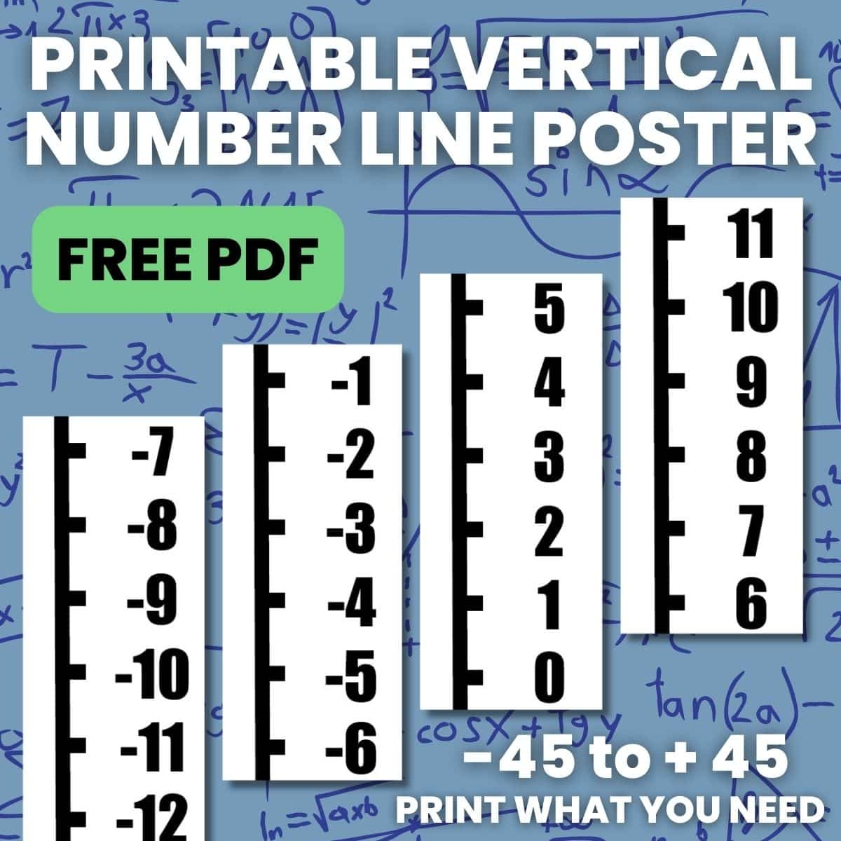 Vertical Number Line Poster FREE Printable PDF 