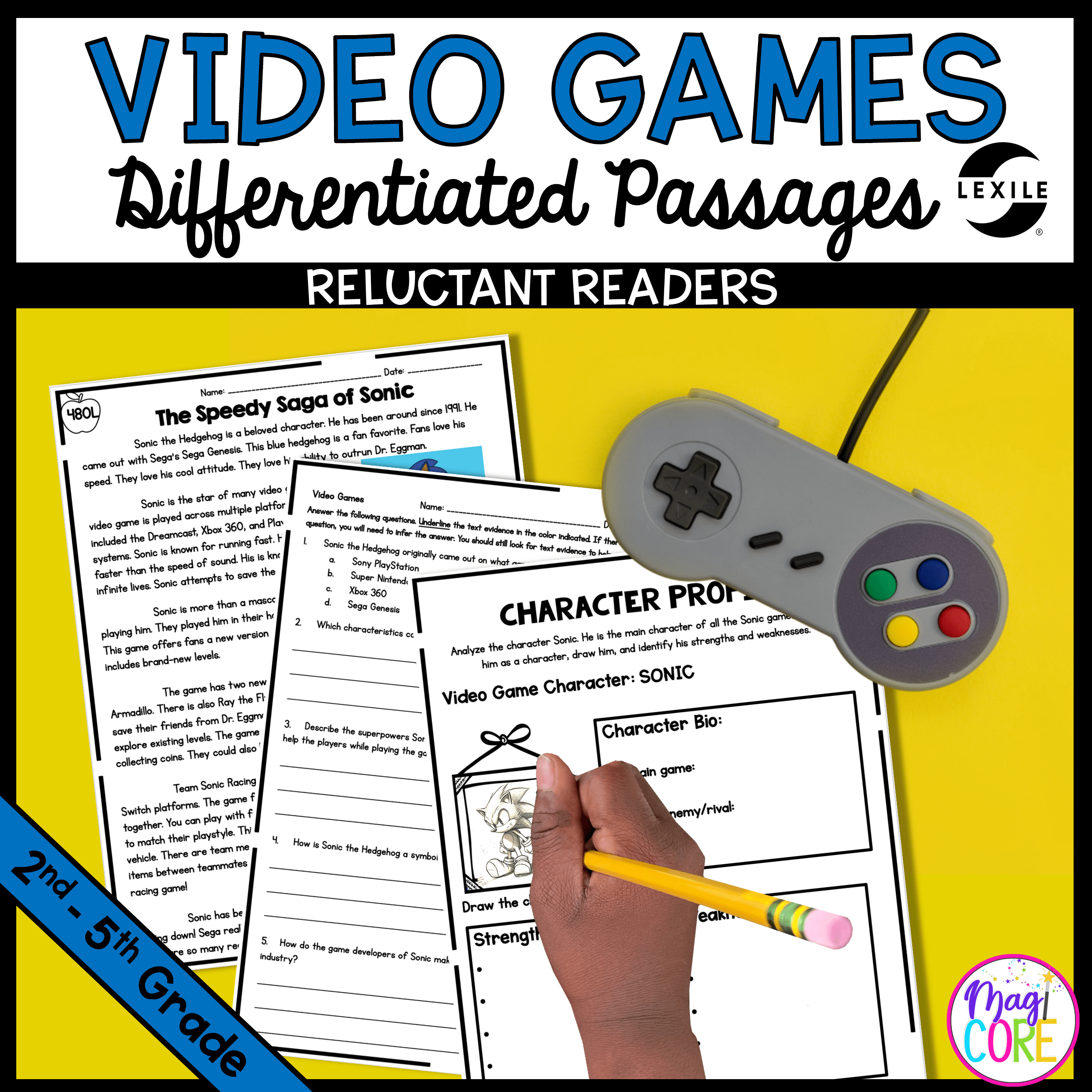 Video Games Differentiated Reading Passages 2nd 5th Grade MagiCore